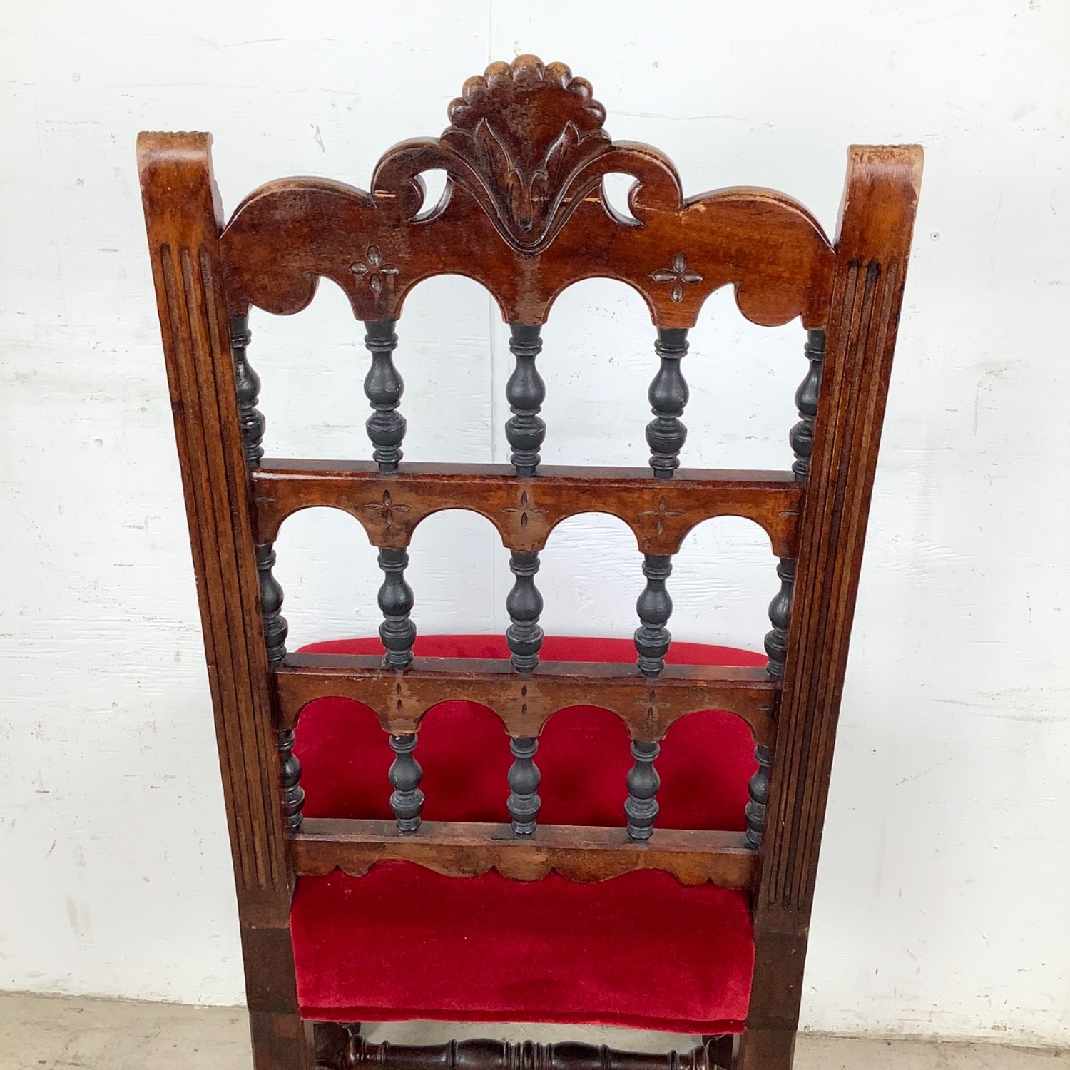 Antique Victorian Side Chair in Red Velvet - image-9