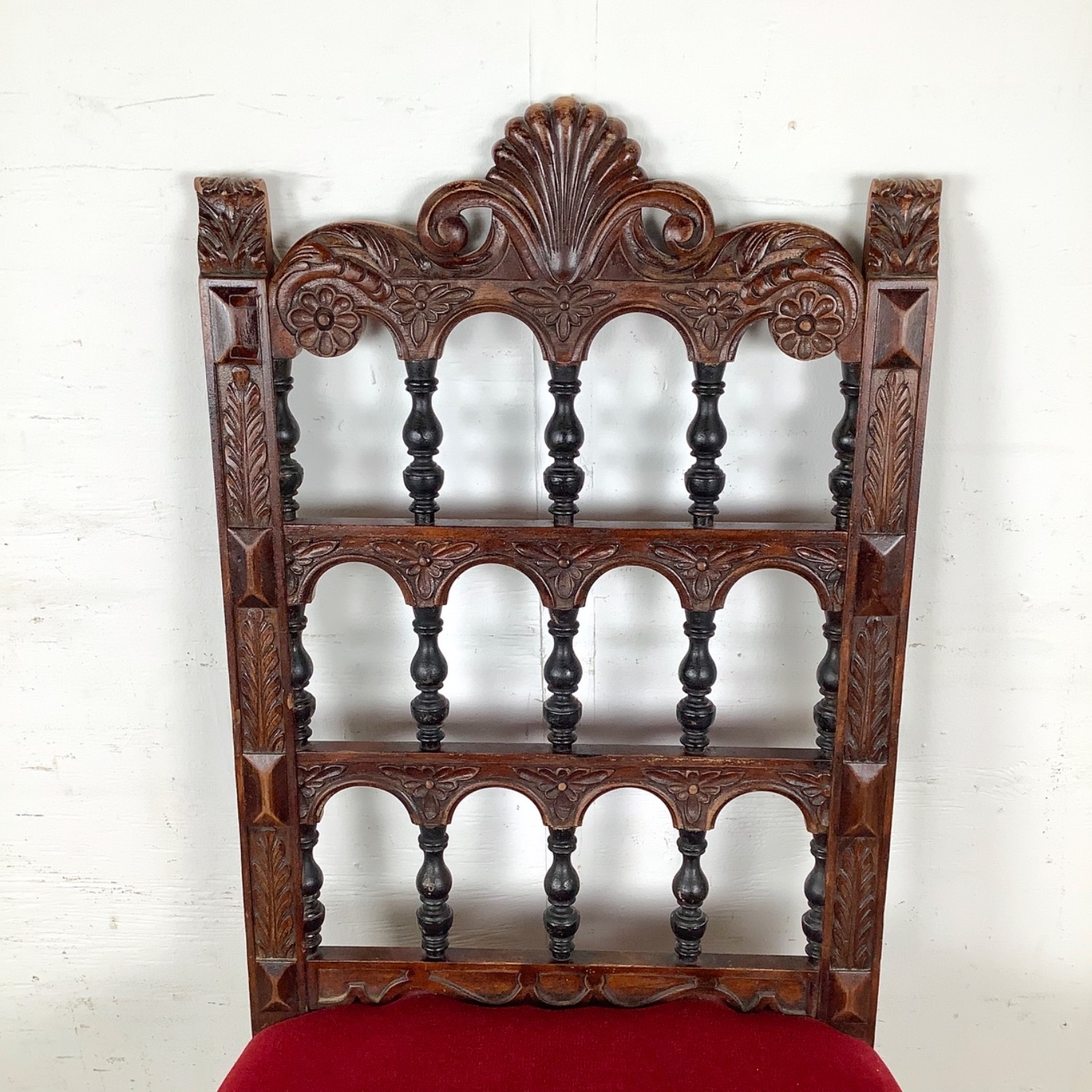 Antique Victorian Side Chair in Red Velvet - image-4