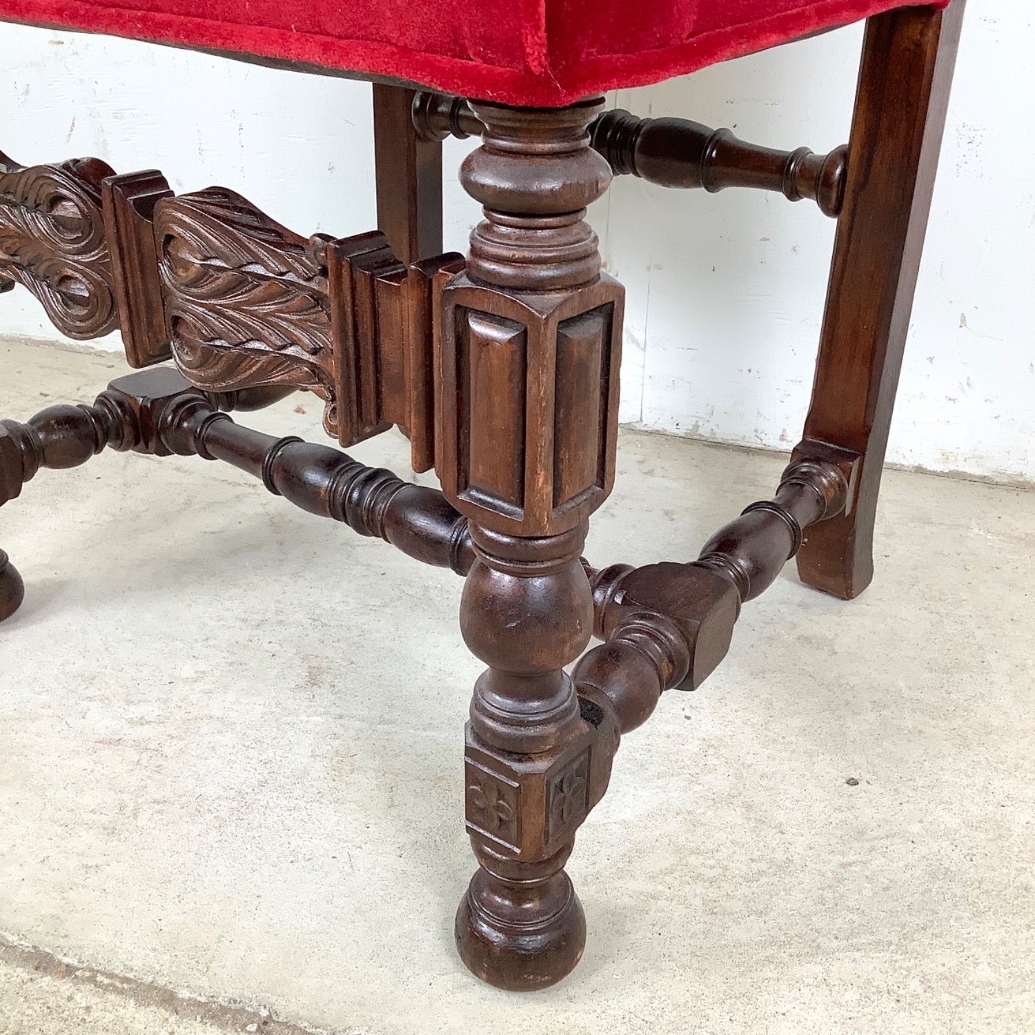 Antique Victorian Side Chair in Red Velvet - image-16