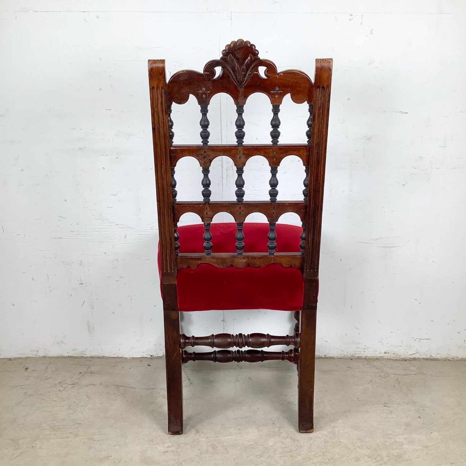 Antique Victorian Side Chair in Red Velvet - image-8