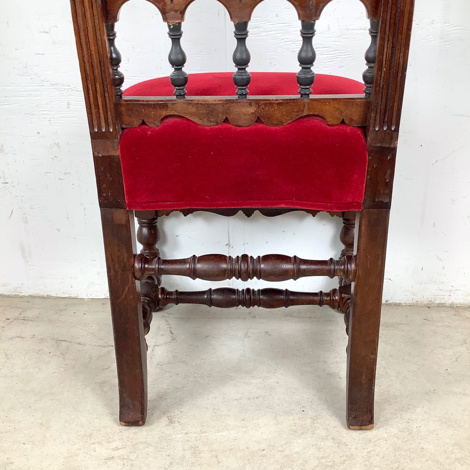 Antique Victorian Side Chair in Red Velvet - image-10