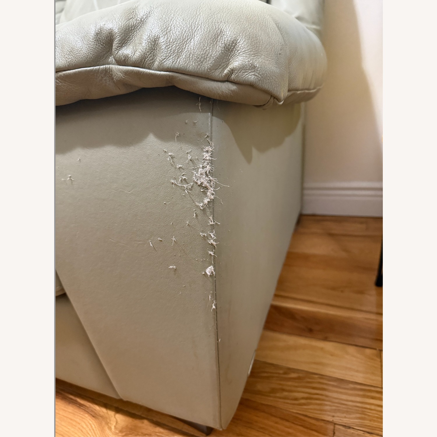 Macy's Green Leather 3+ Seater Sofa - image-3