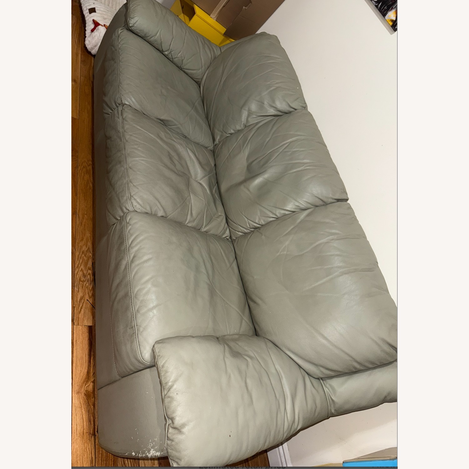 Macy's Green Leather 3+ Seater Sofa - image-2