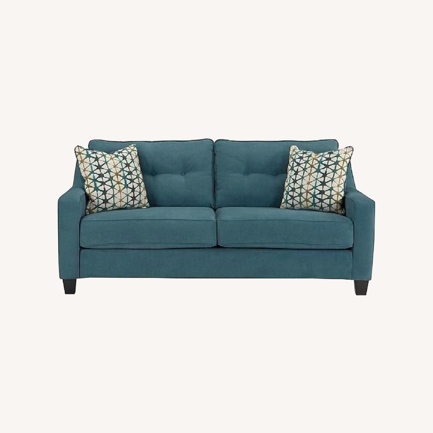 Ashley Furniture Shayla Queen Sleeper Sofa in Teal - image-0