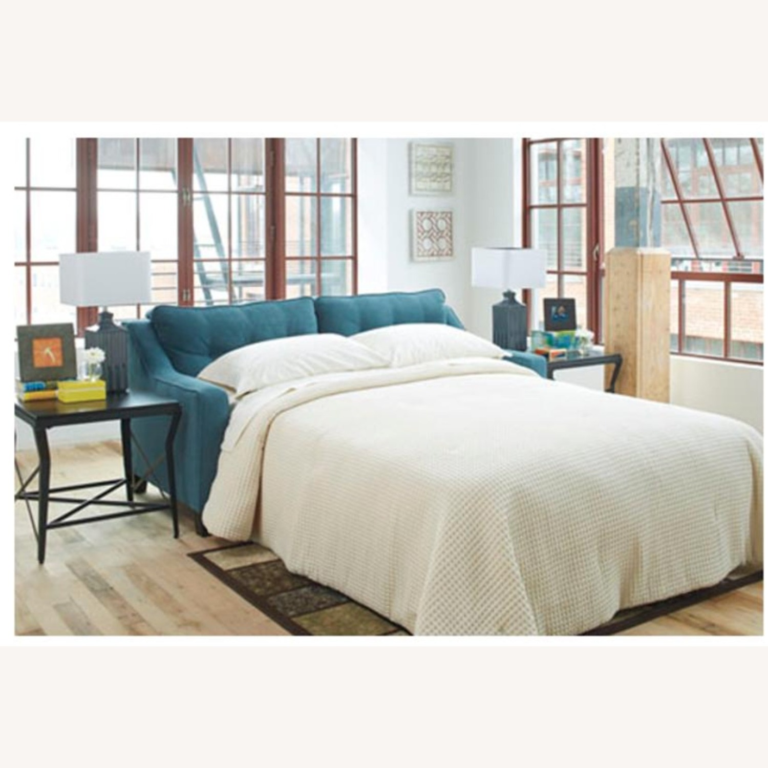 Ashley Furniture Shayla Queen Sleeper Sofa in Teal - image-4