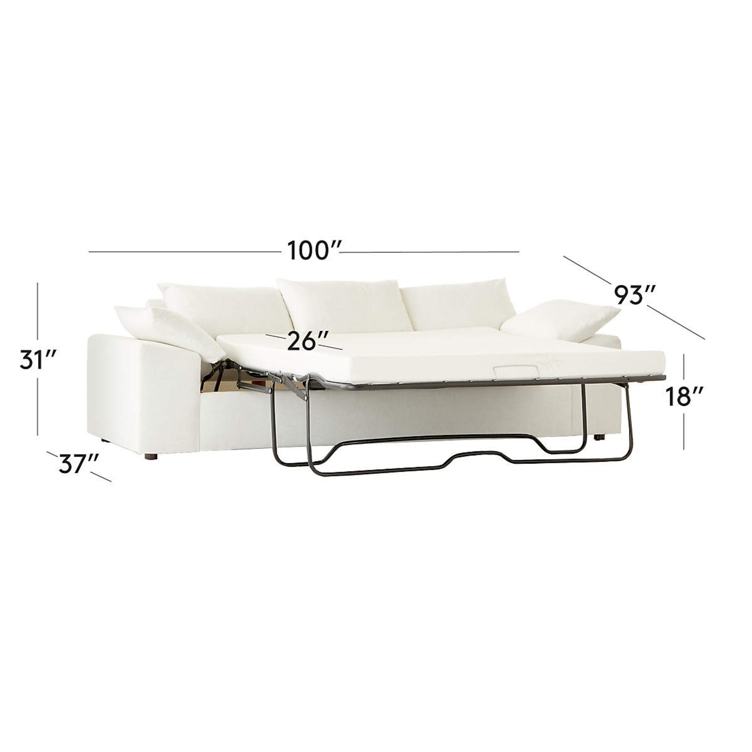 Crate & Barrel Algora White Fabric 3+ Seater Sofa - image-5
