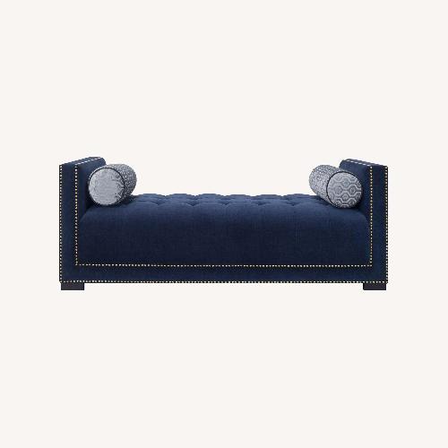 Used Raymour & Flanigan Blue Fabric Chaise Lounge for sale on AptDeco