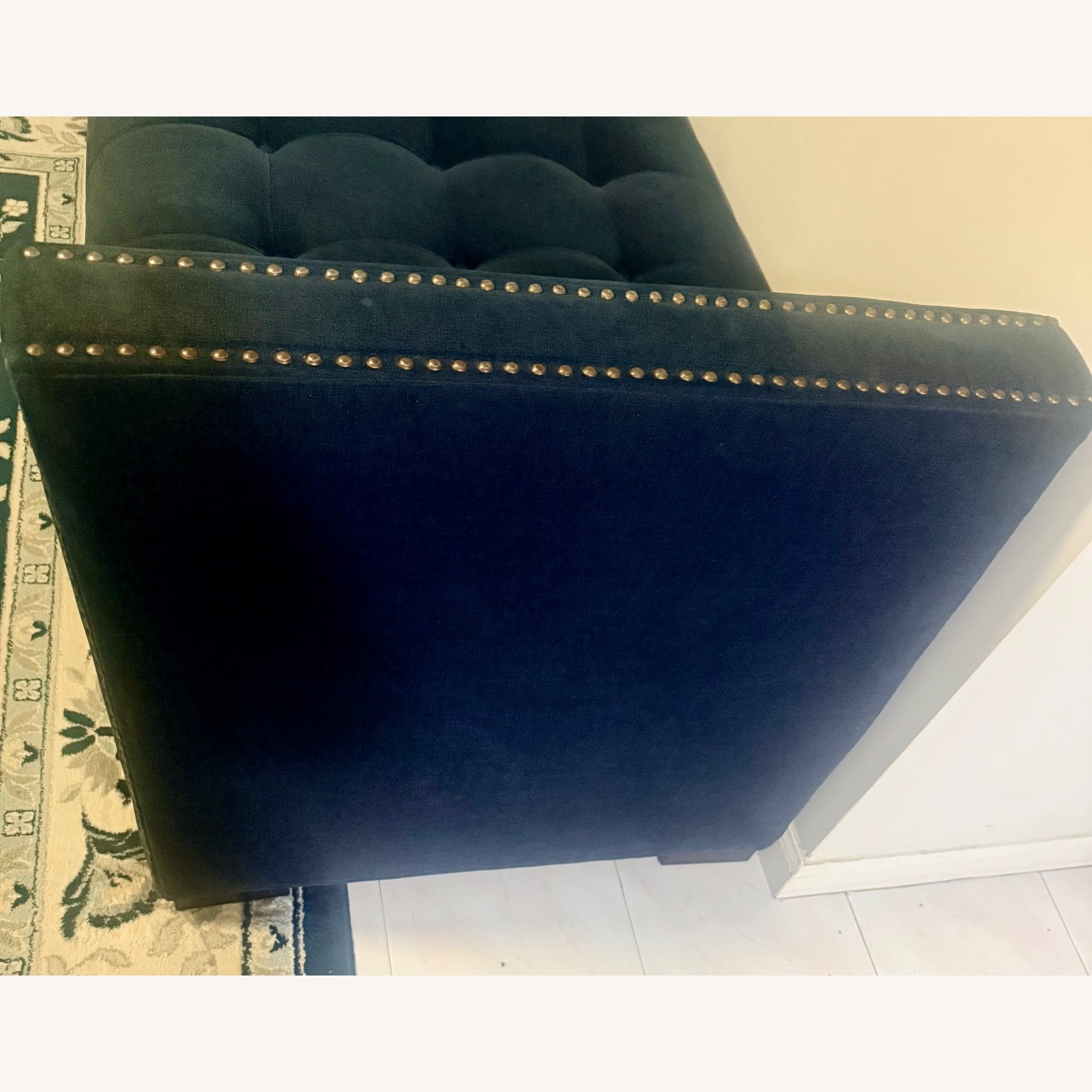 Raymour & Flanigan Blue Fabric Chaise Lounge - image-2