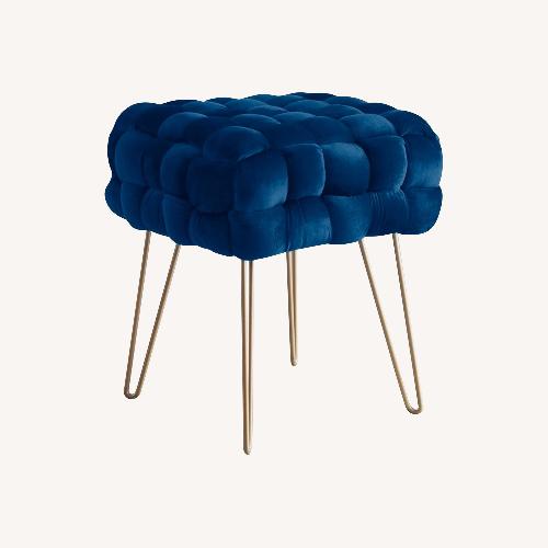 Used Wayfair Blue Velvet Ottoman for sale on AptDeco