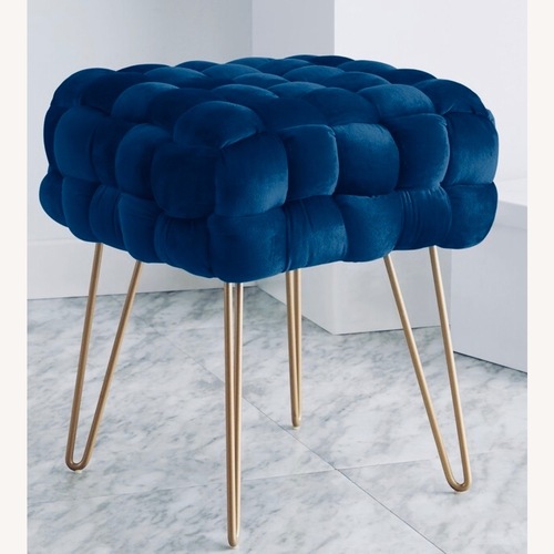 Used Wayfair Blue Velvet Ottoman for sale on AptDeco