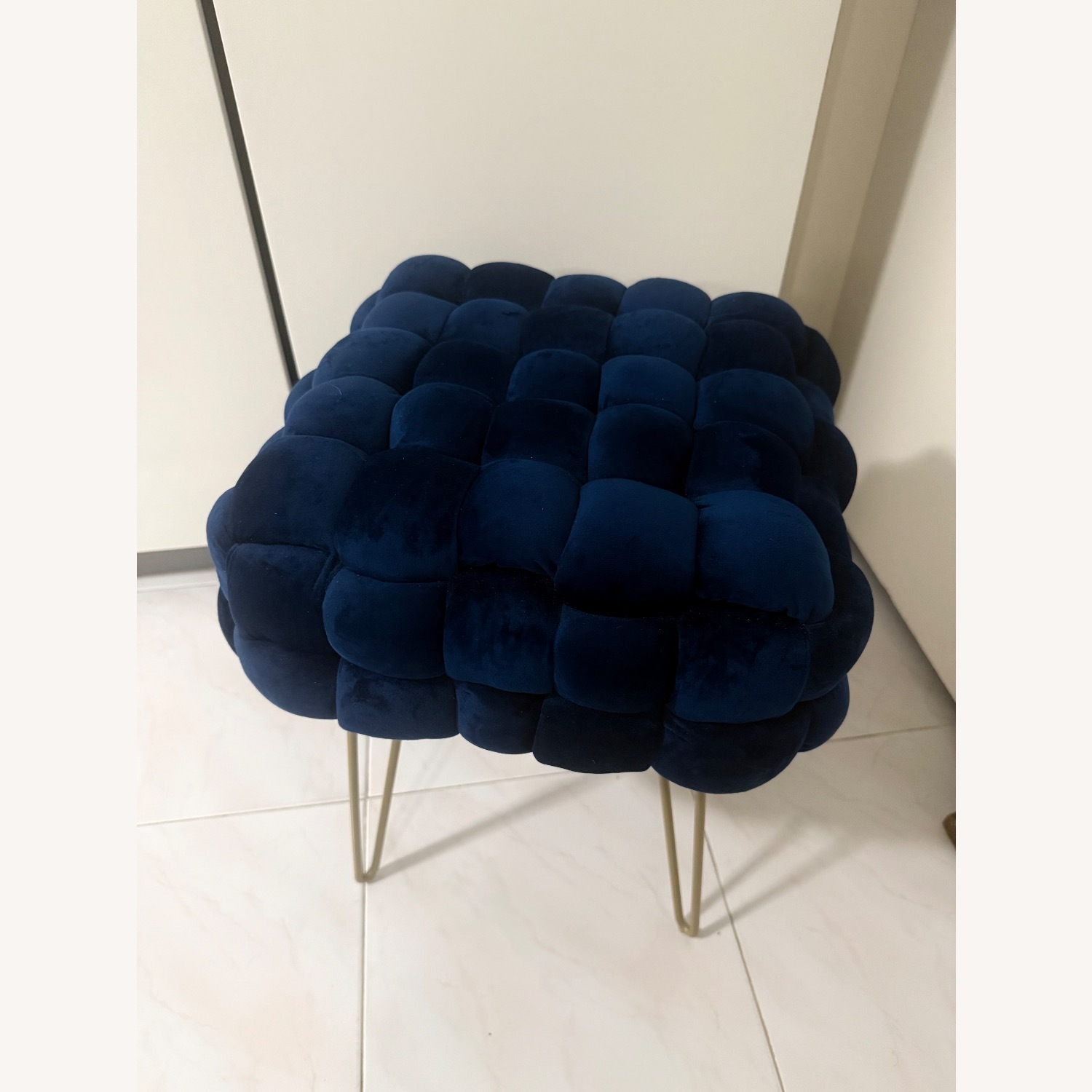 Wayfair Blue Velvet Ottoman - image-3