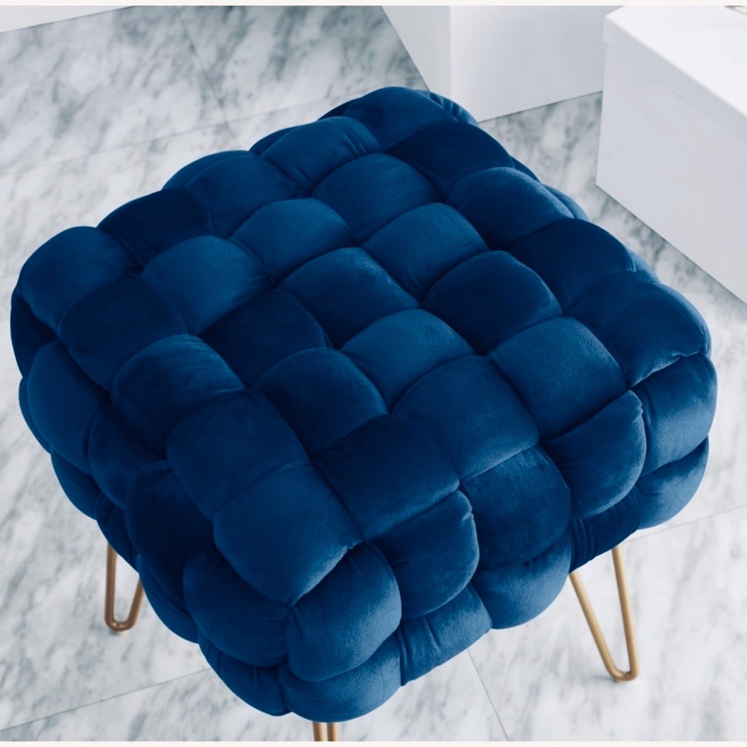 Wayfair Blue Velvet Ottoman - image-2