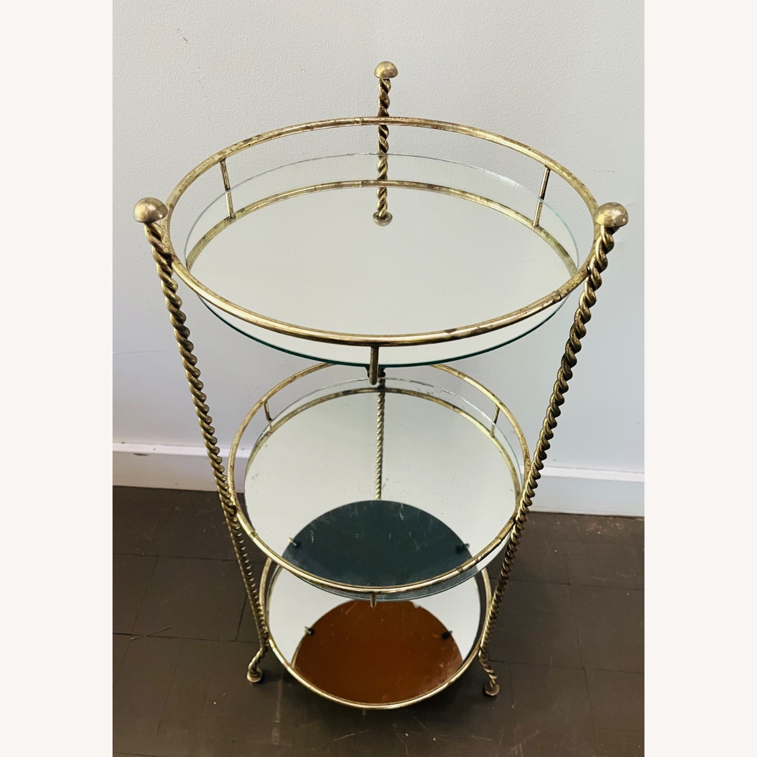 Vintage 3 Tiered Side Table Hollywood Regency - image-7