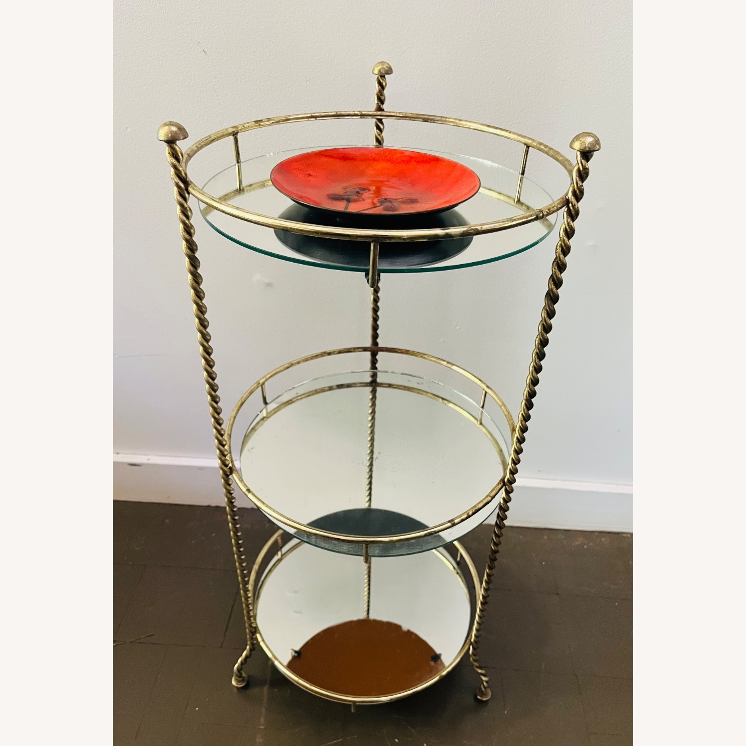 Vintage 3 Tiered Side Table Hollywood Regency - image-2