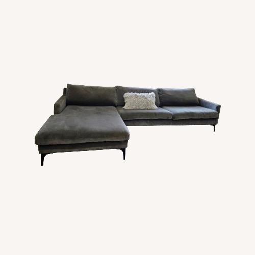Used Gray Velvet L-Sectional for sale on AptDeco