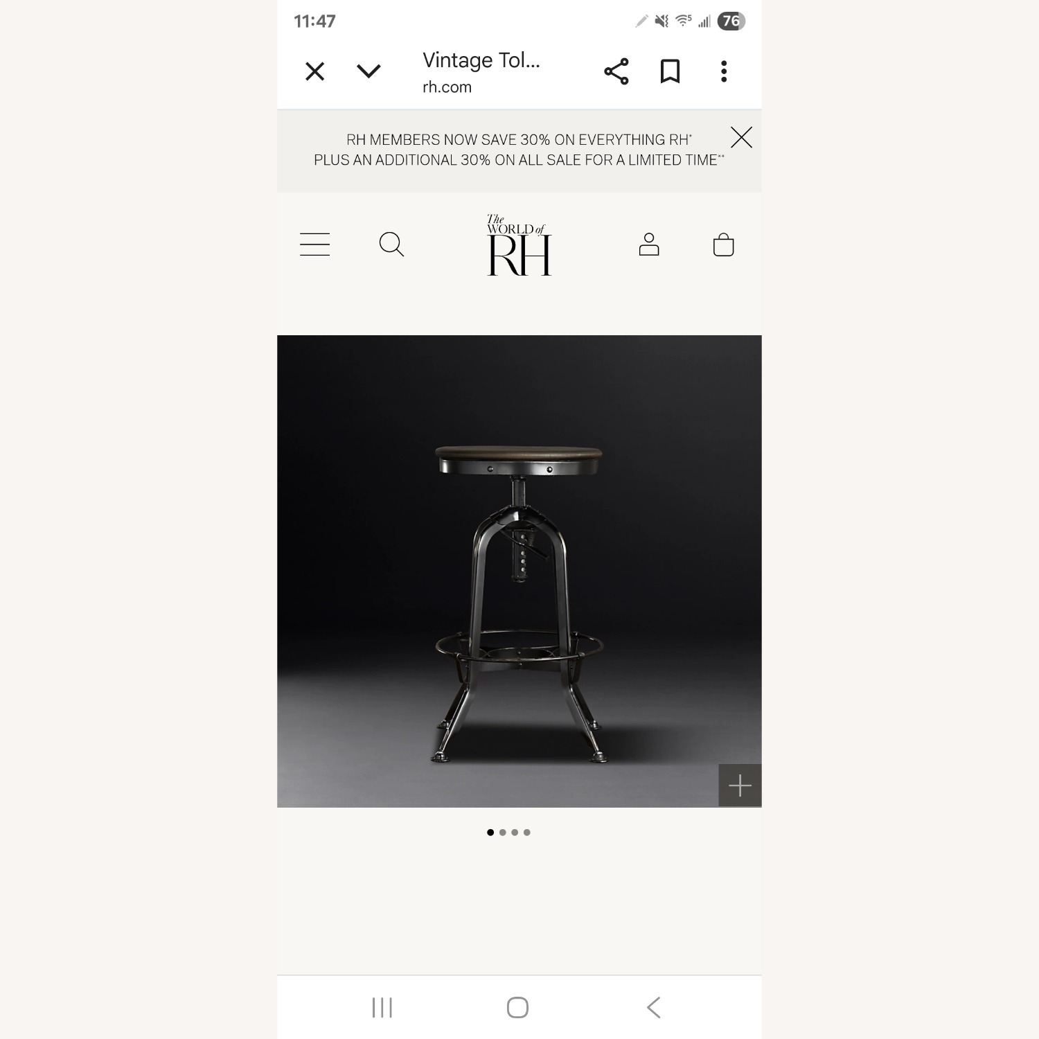 Restoration Hardware Toledo Stools Dark Gray - image-5