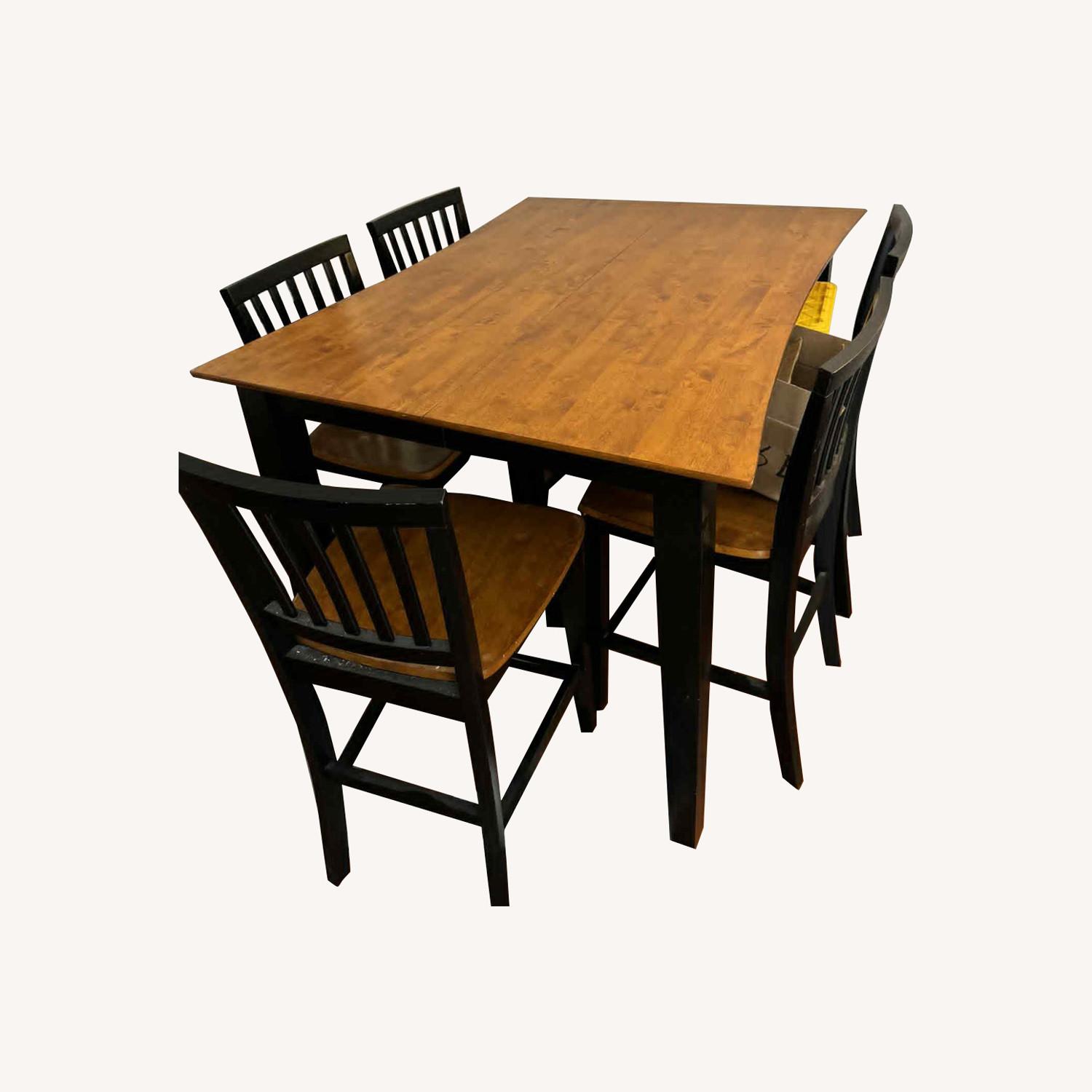 Dark Brown Wood Dining Set - AptDeco