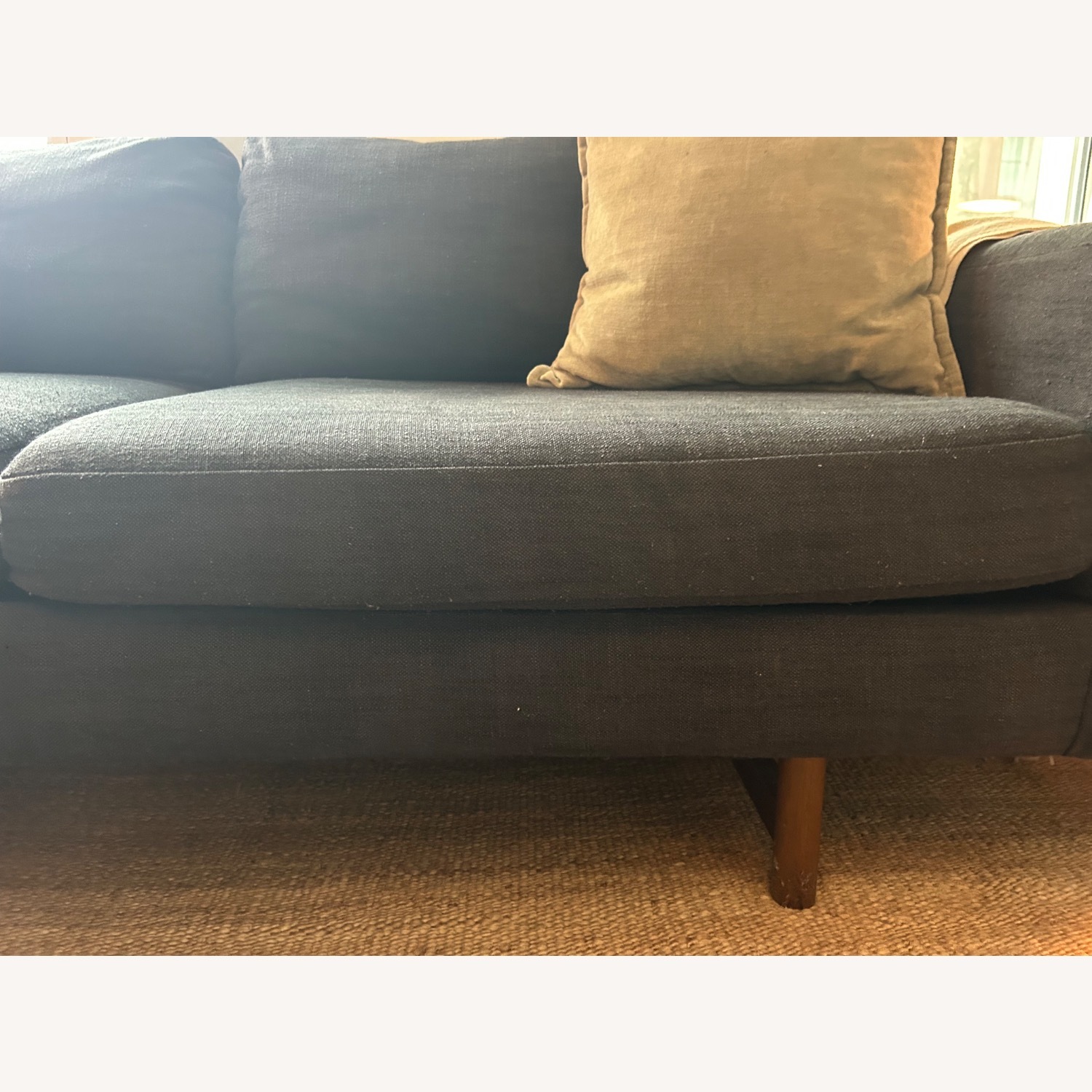 West Elm Eddy Blue Linen 2 Seater Sofa - image-3