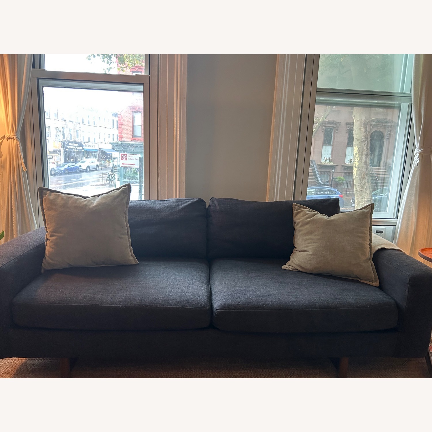 West Elm Eddy Blue Linen 2 Seater Sofa - image-4