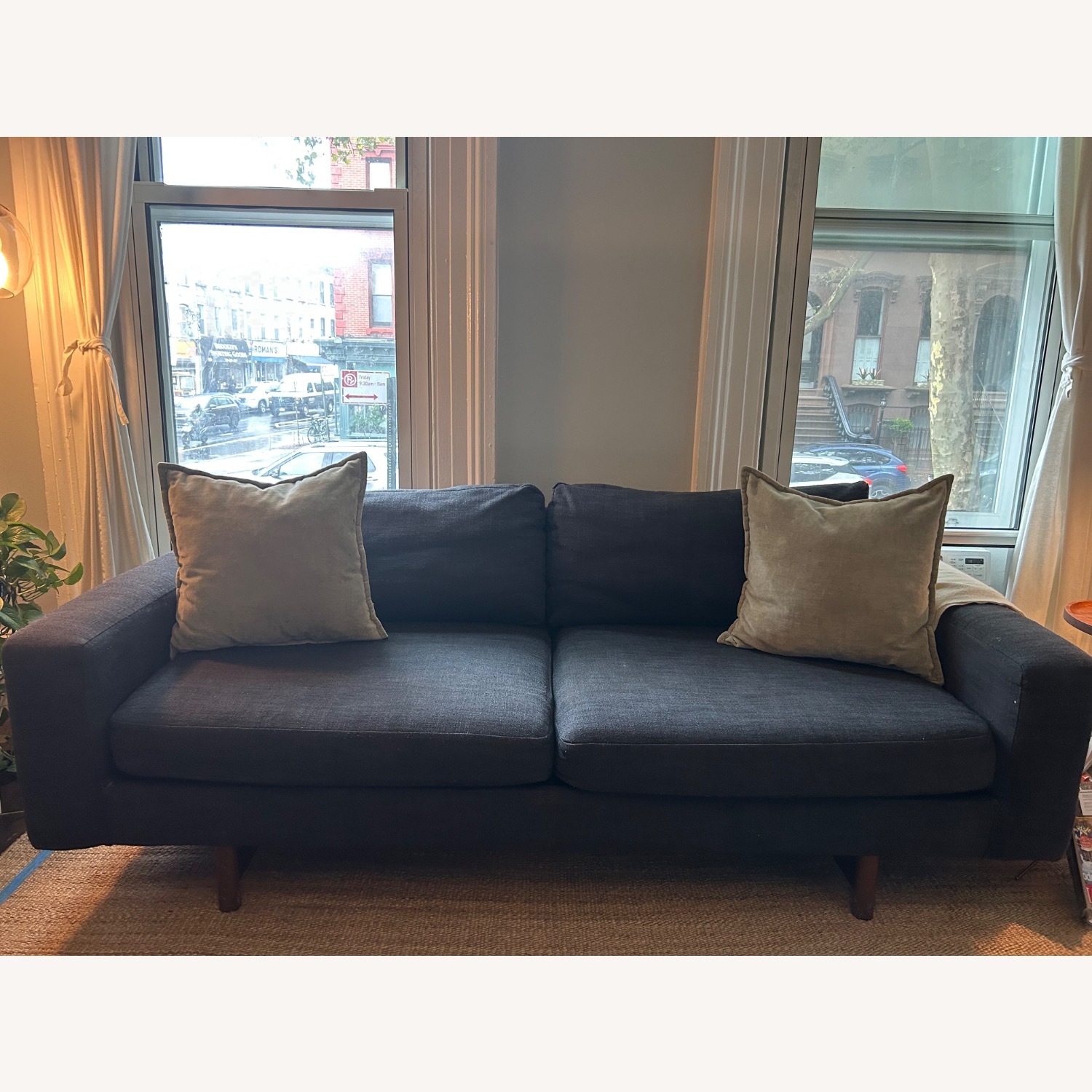 West Elm Eddy Blue Linen 2 Seater Sofa - image-1