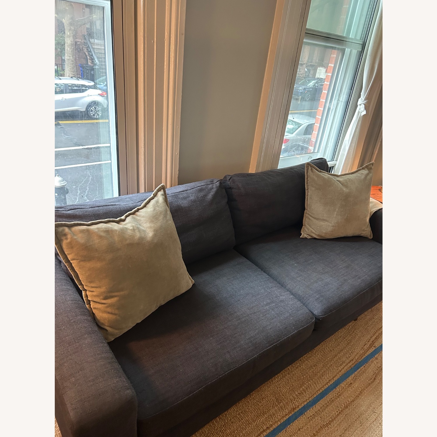 West Elm Eddy Blue Linen 2 Seater Sofa - image-2