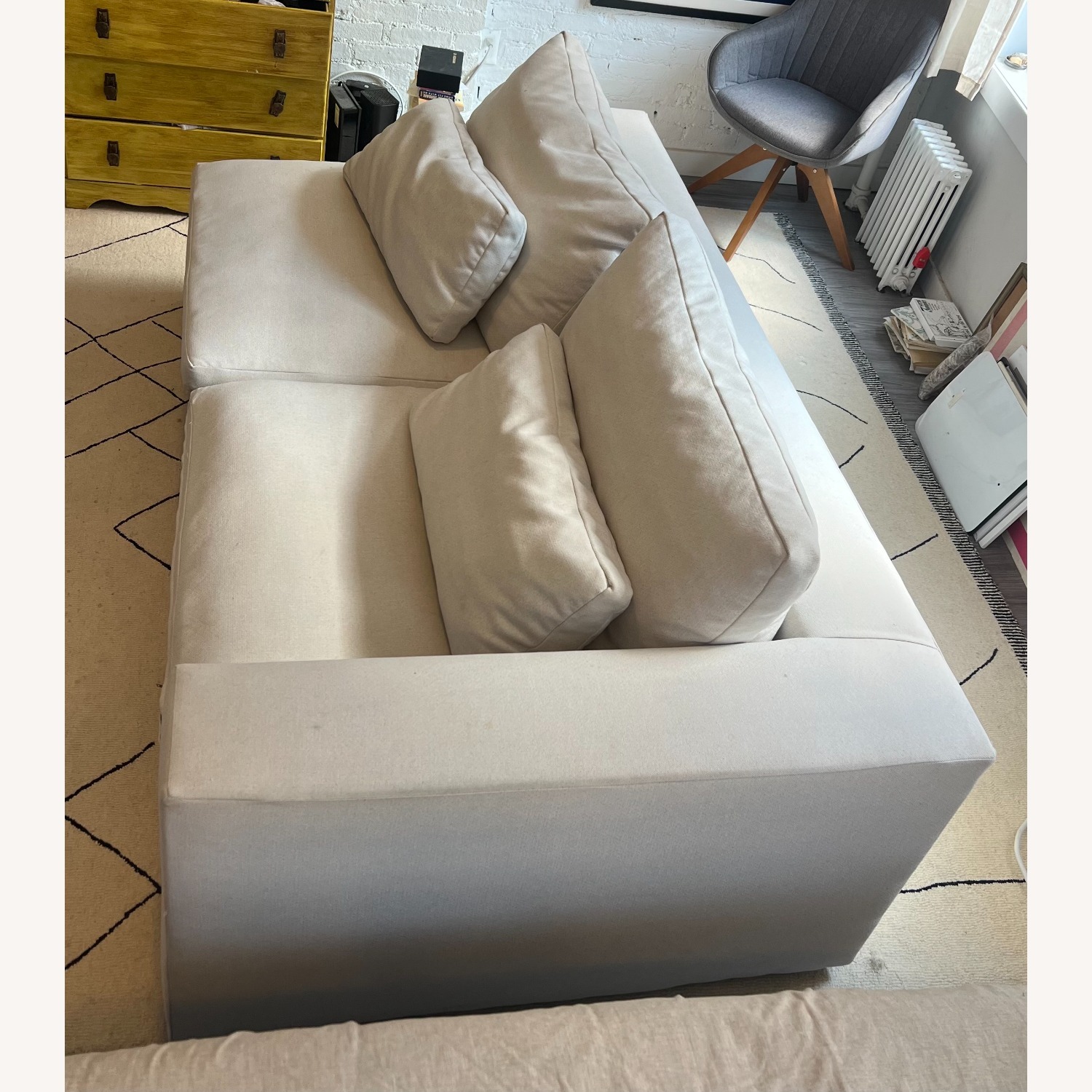 West Elm Harmony Light Gray Fabric 2 Seater Sofa - image-1