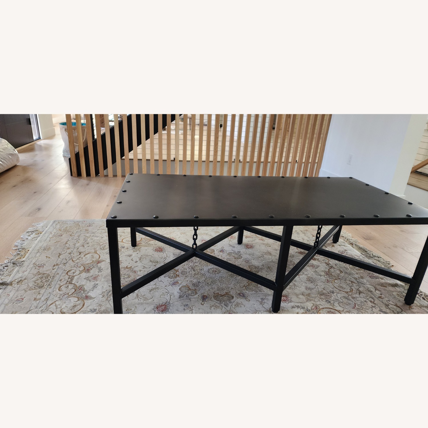 Restoration Hardware 1920s English Mail Sorter Chain Metal Coffee Table - image-3