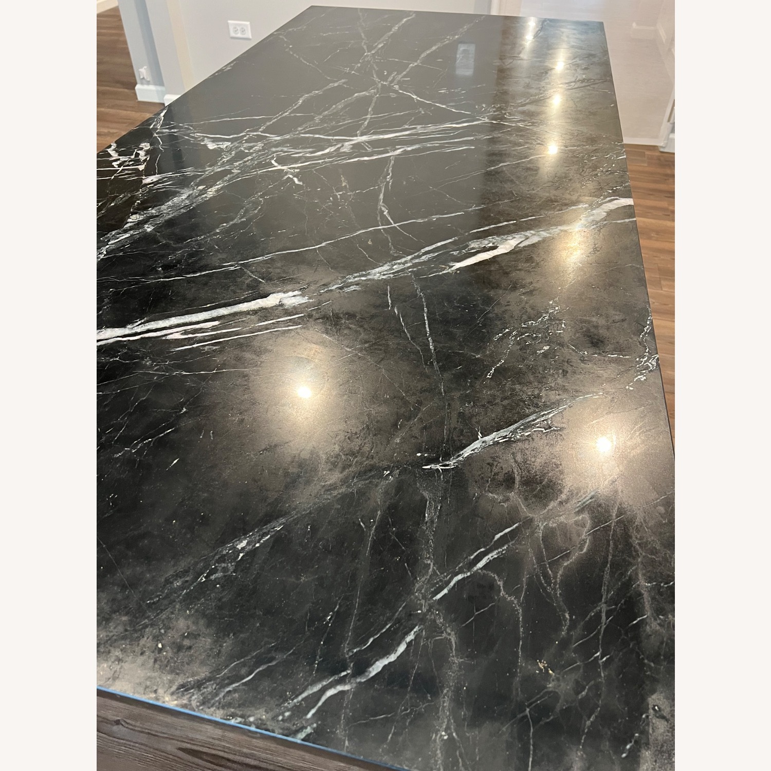 CB2 Harper Black Dining Table with Black Marble Top. - image-6