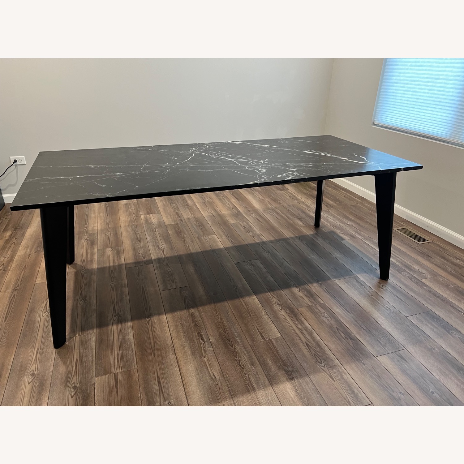 CB2 Harper Black Dining Table with Black Marble Top. - image-5