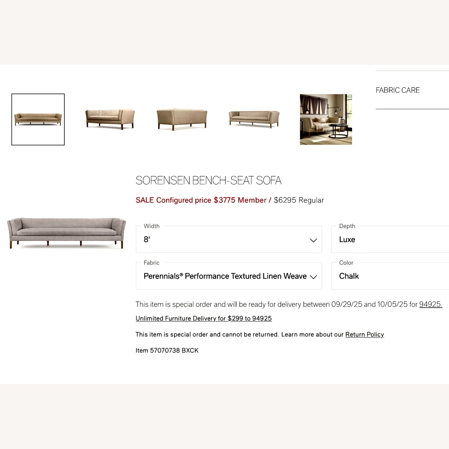 Restoration Hardware Sorensen Sofa Pristine - image-9