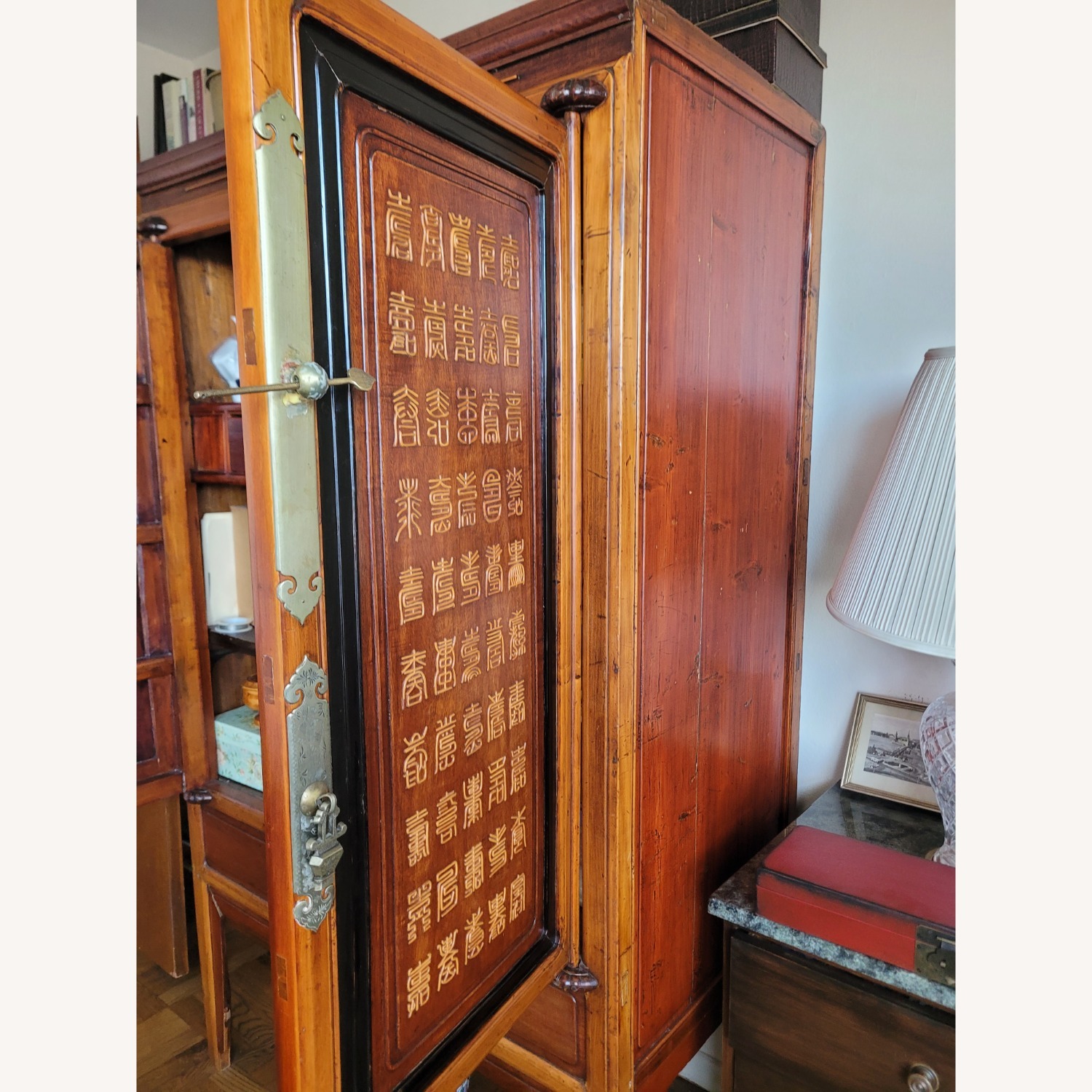 Dark Brown Wood Armoire - image-1