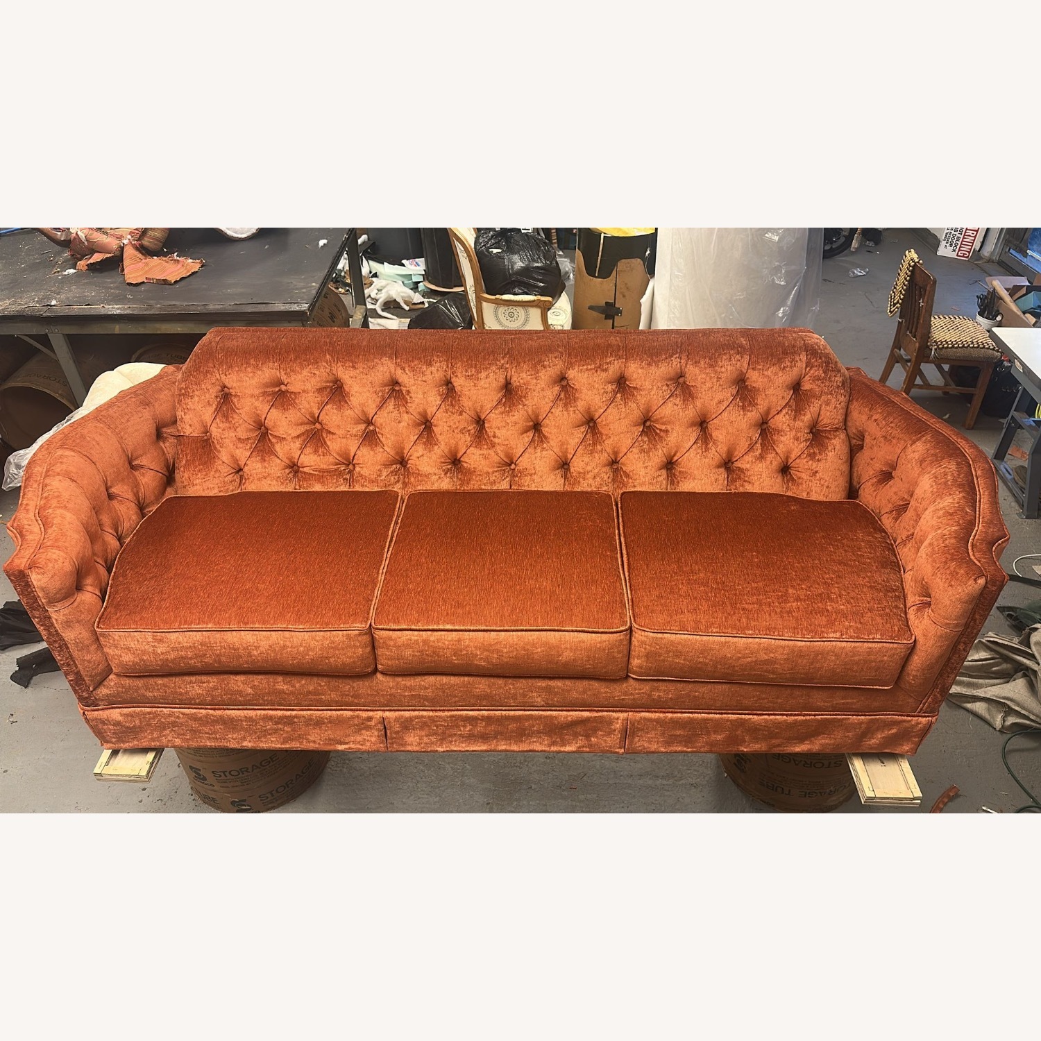 Vintage/Antique Finds Orange Velvet 3+ Seater Sofa - image-2
