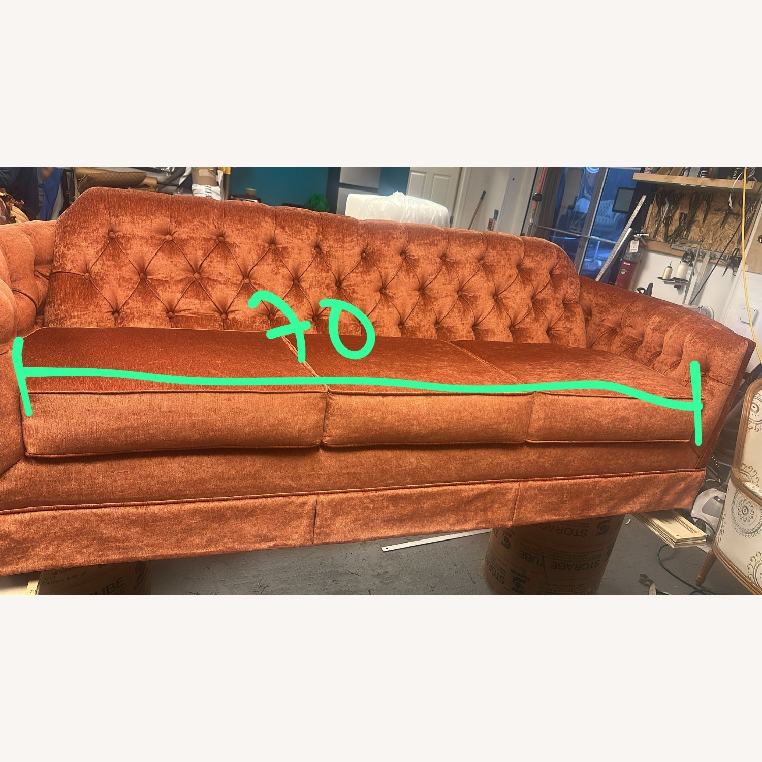 Vintage/Antique Finds Orange Velvet 3+ Seater Sofa - image-5