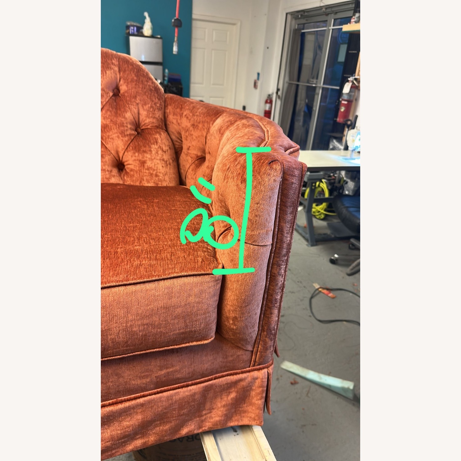 Vintage/Antique Finds Orange Velvet 3+ Seater Sofa - image-6