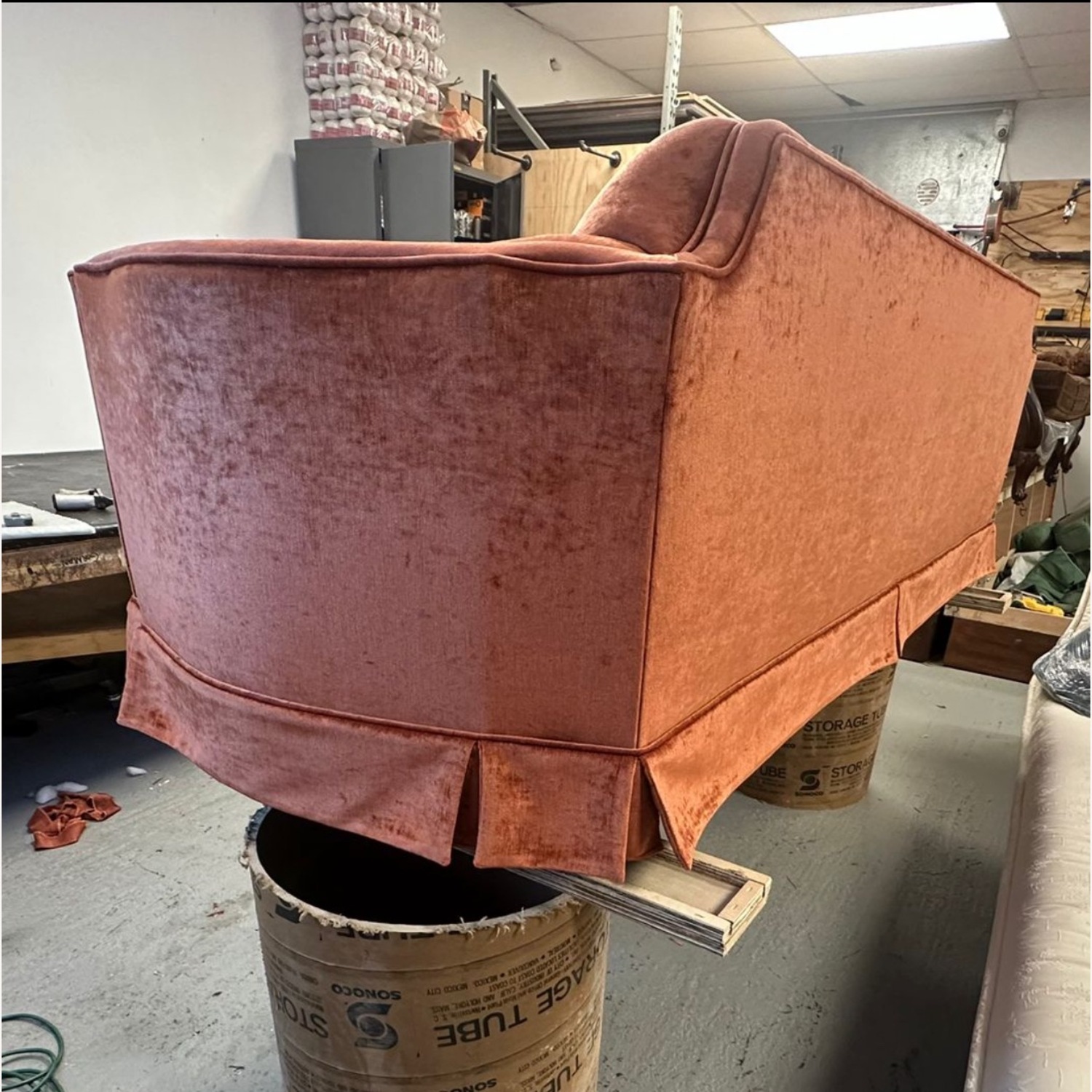 Vintage/Antique Finds Orange Velvet 3+ Seater Sofa - image-3