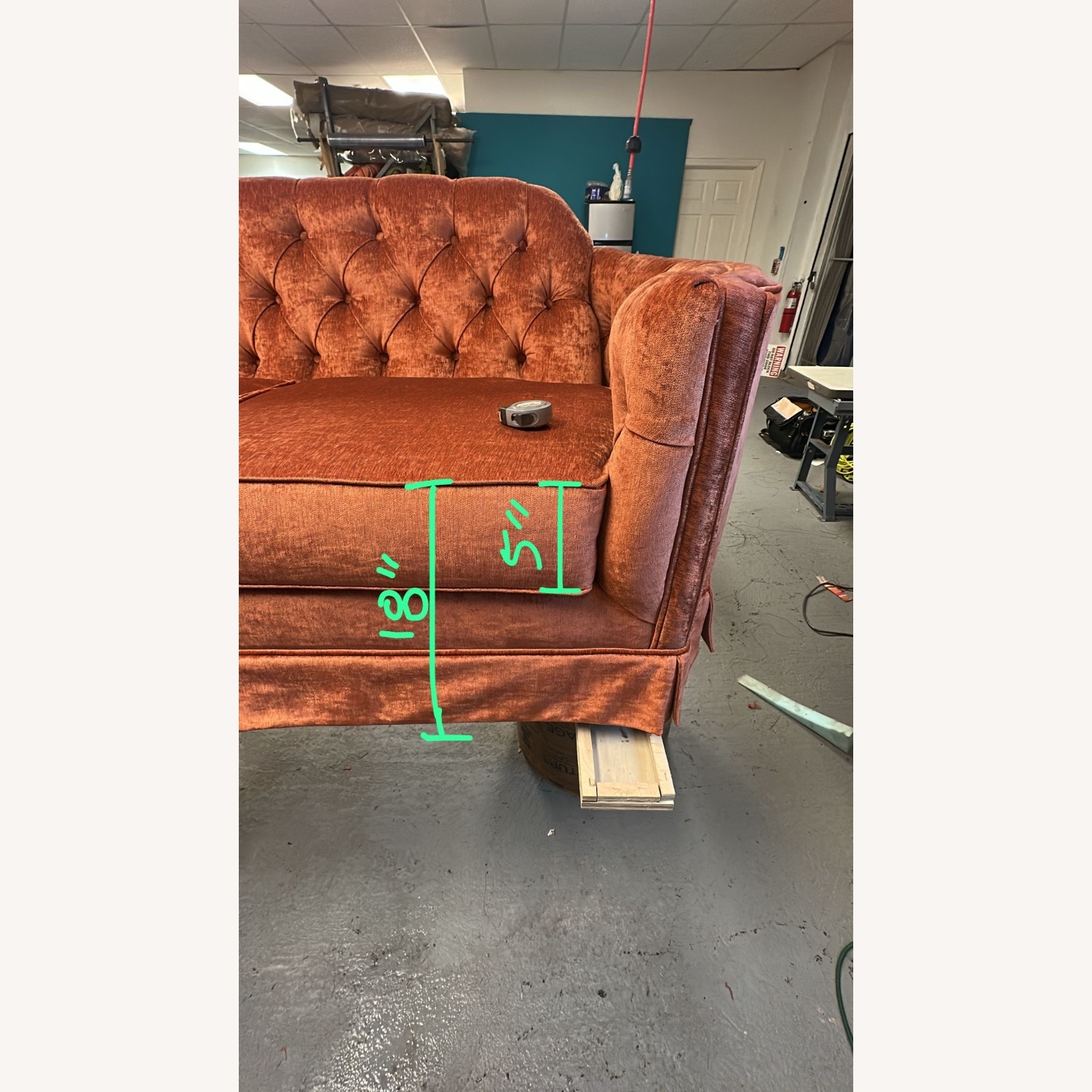 Vintage/Antique Finds Orange Velvet 3+ Seater Sofa - image-7