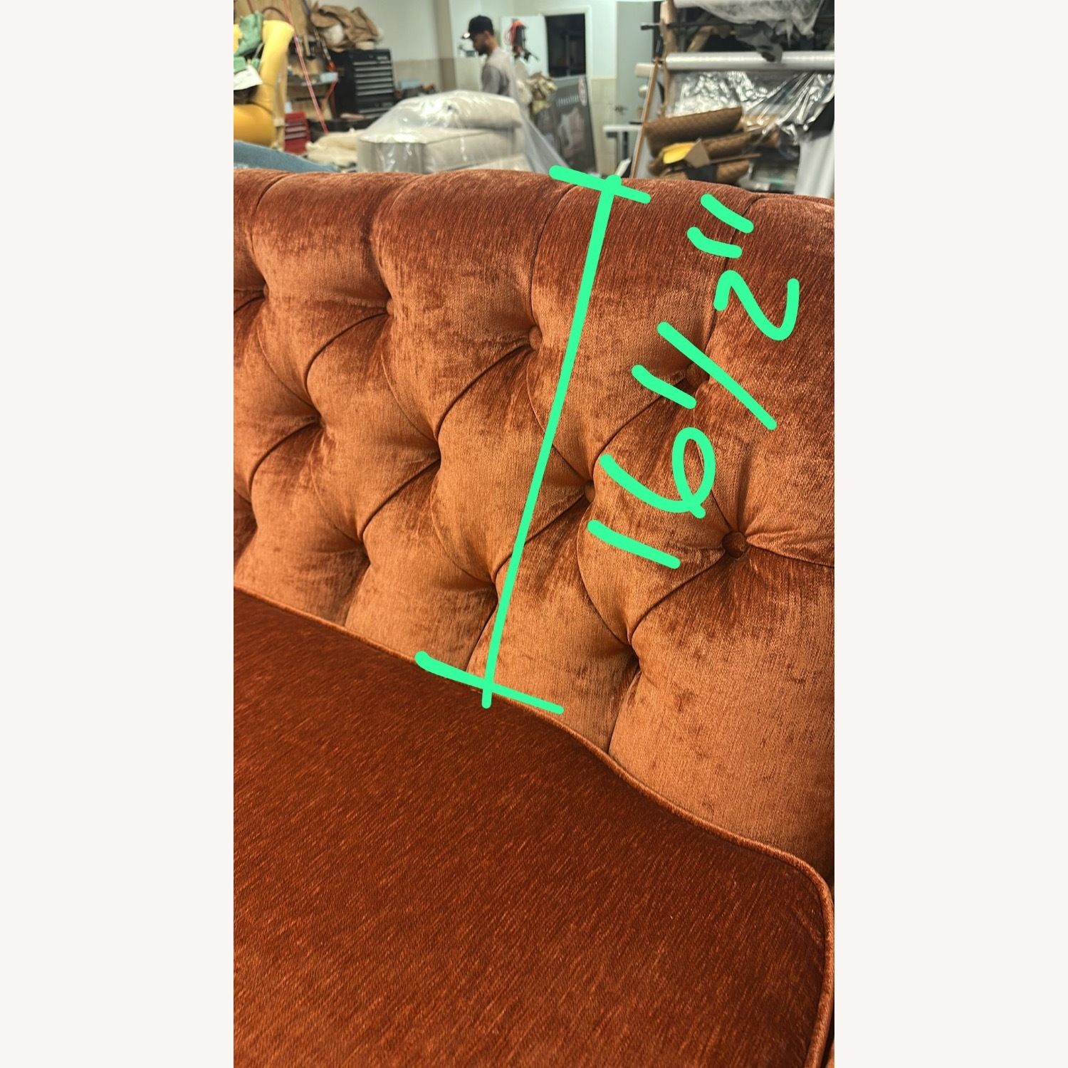 Vintage/Antique Finds Orange Velvet 3+ Seater Sofa - image-8