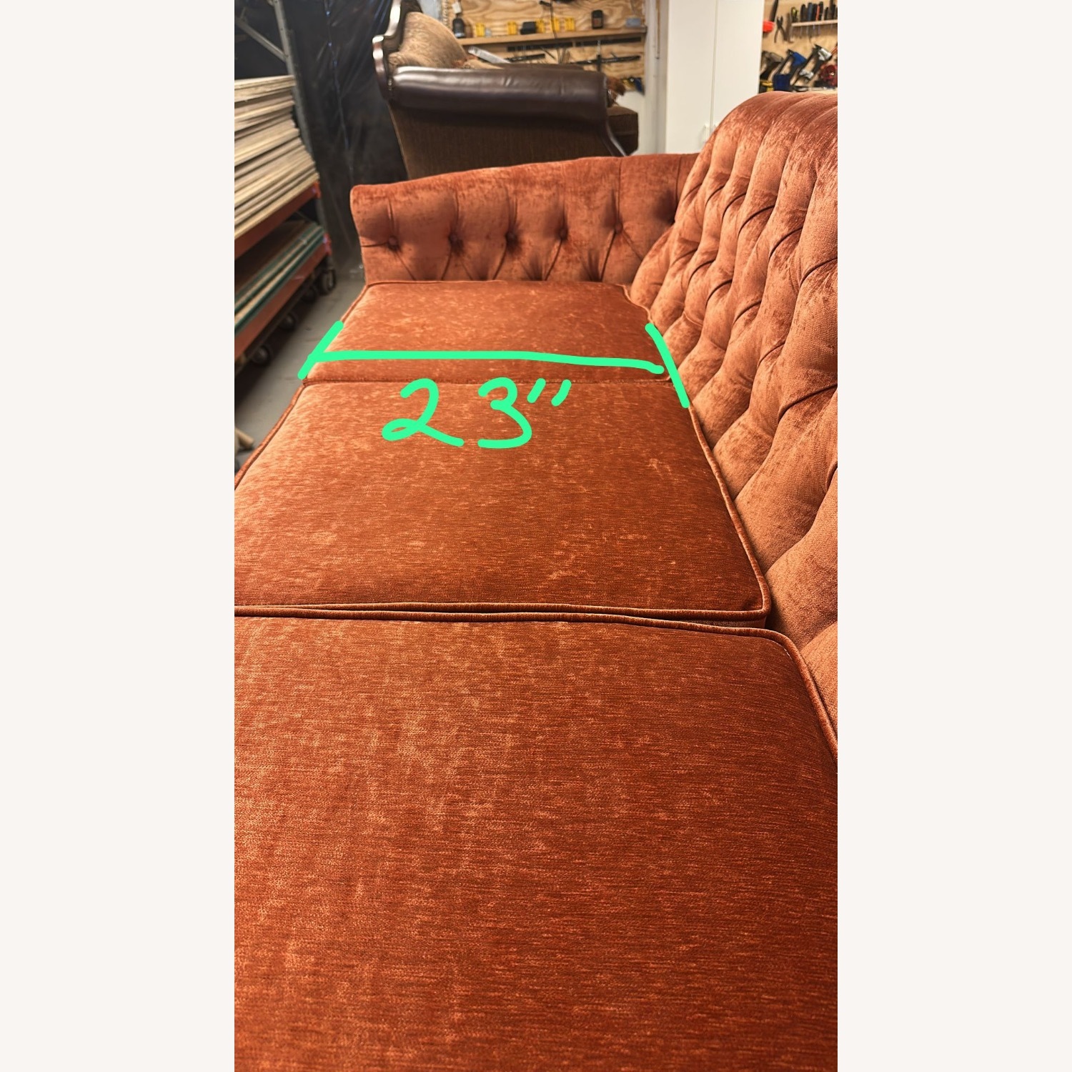 Vintage/Antique Finds Orange Velvet 3+ Seater Sofa - image-9