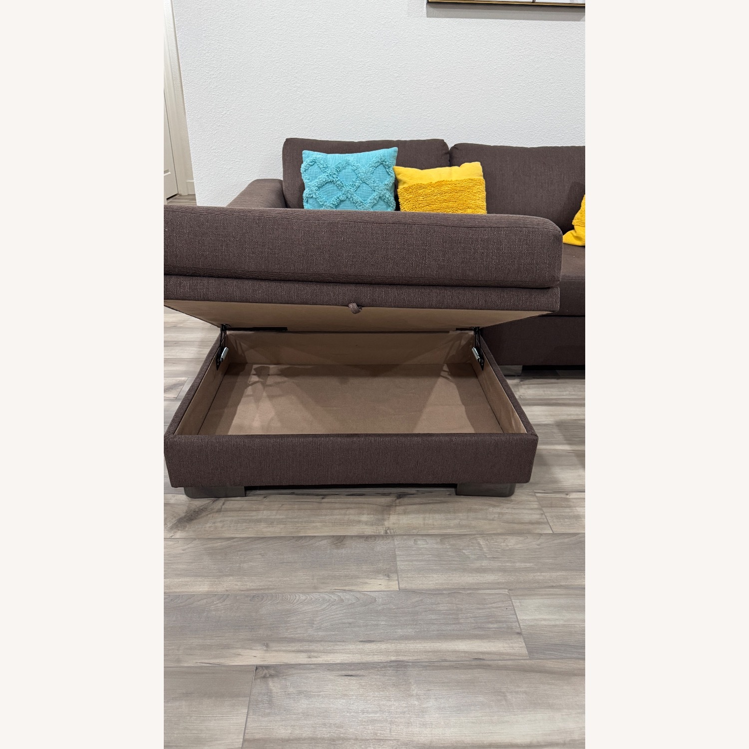 Dark Brown Fabric 3+ Piece Sectional - image-3