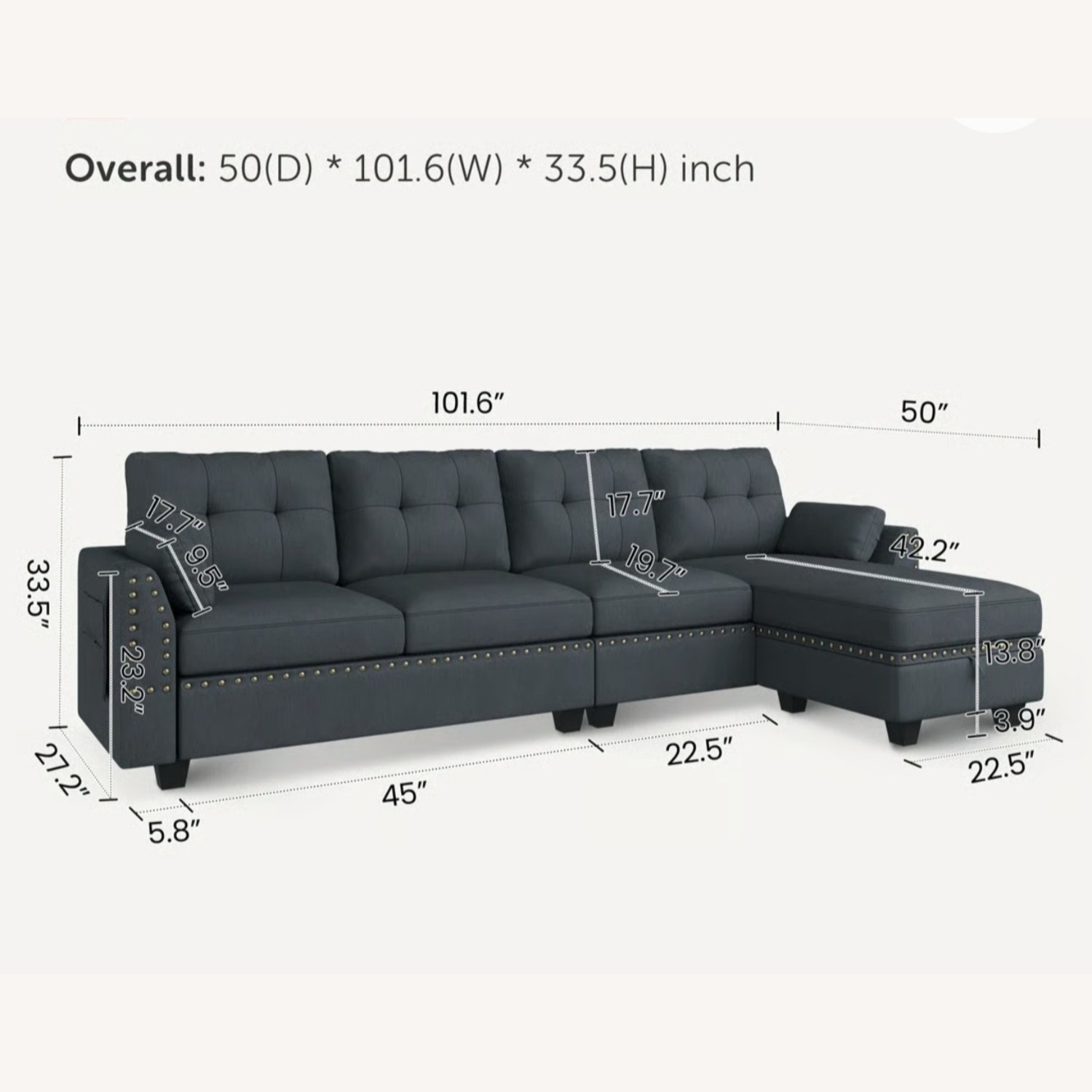 Andover Mills Dark Gray Wood 3+ Piece Sectional - image-2