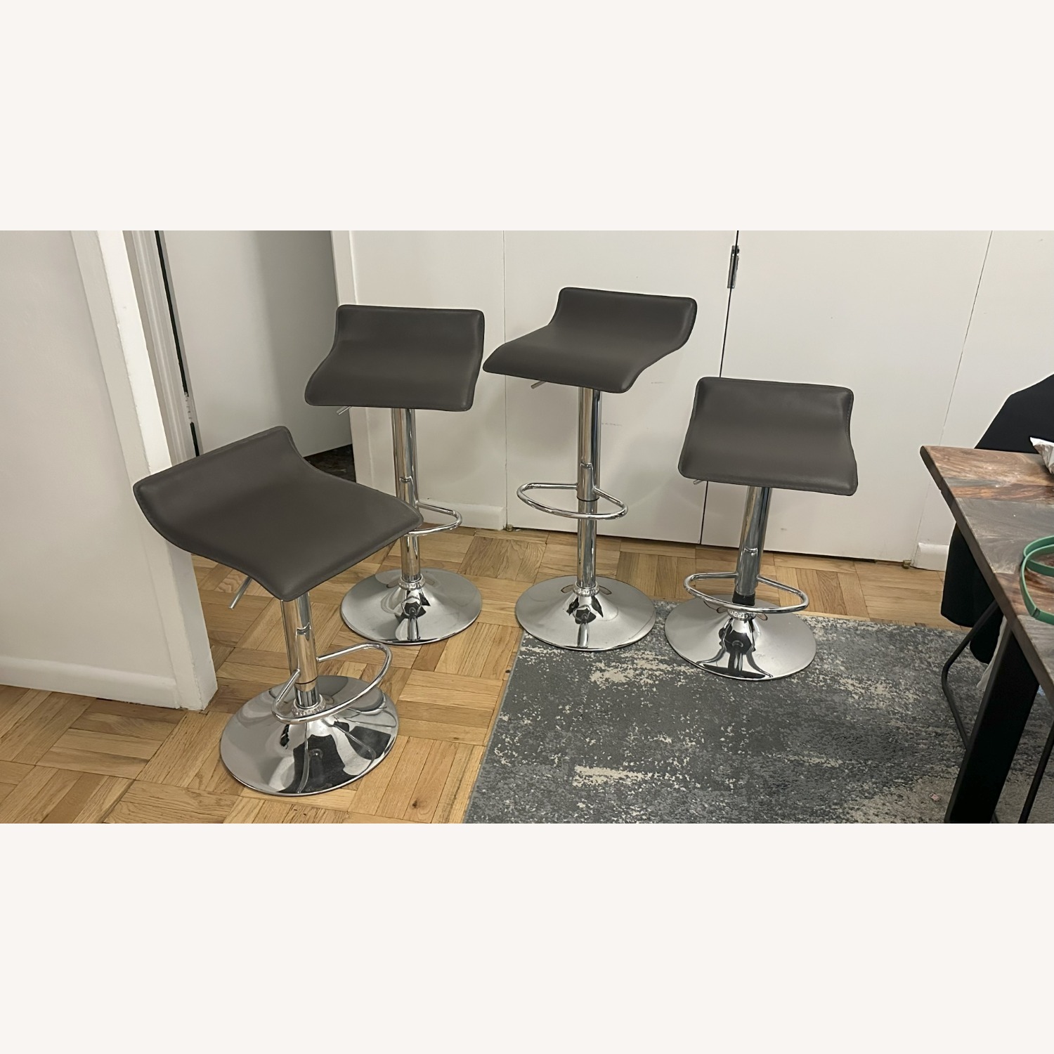 Holderness Swivel Upholstered Adjustable Height Counter Stool with Metal Frame (Set of 4) - image-1