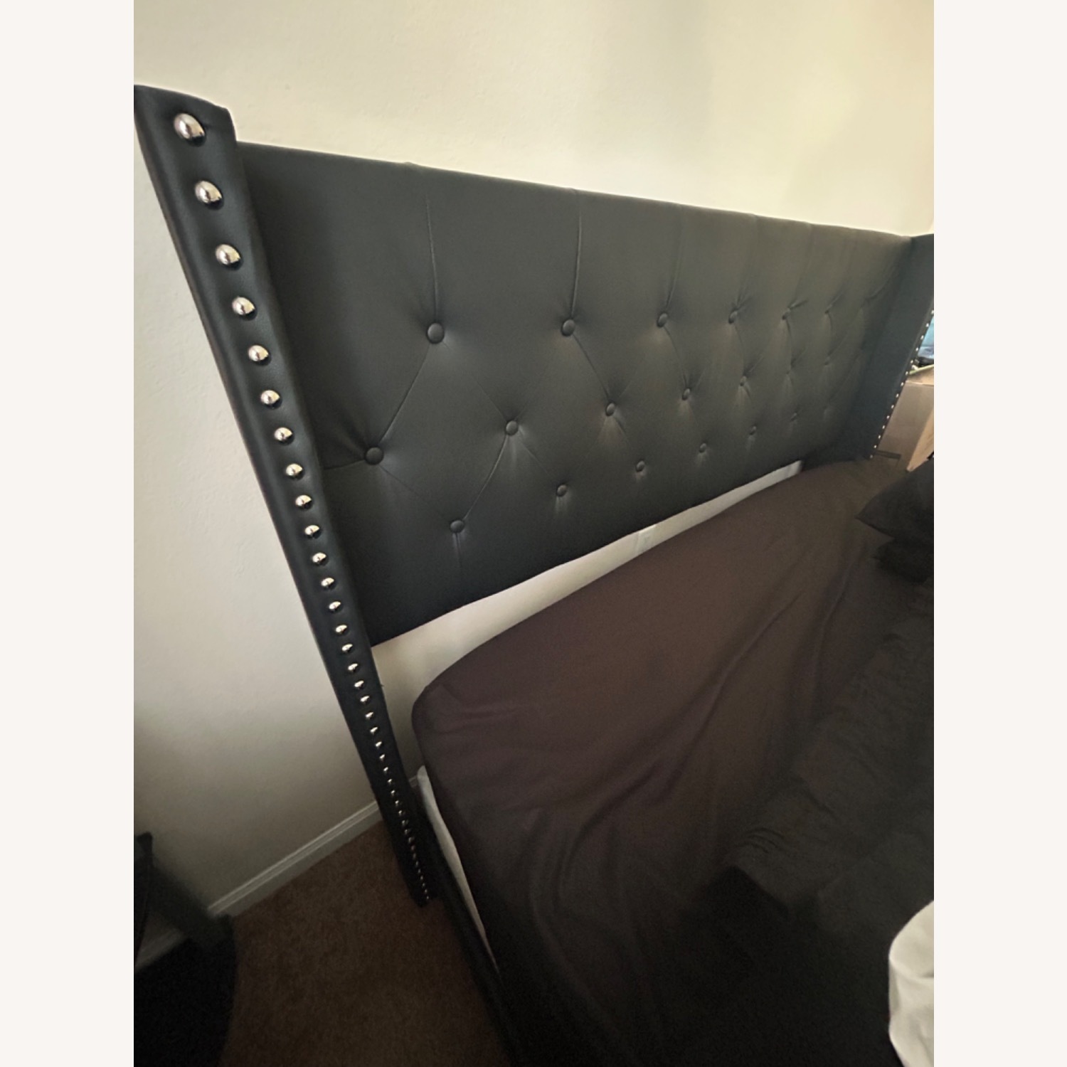 Ashley Furniture Black Faux Leather Queen Bed - image-3