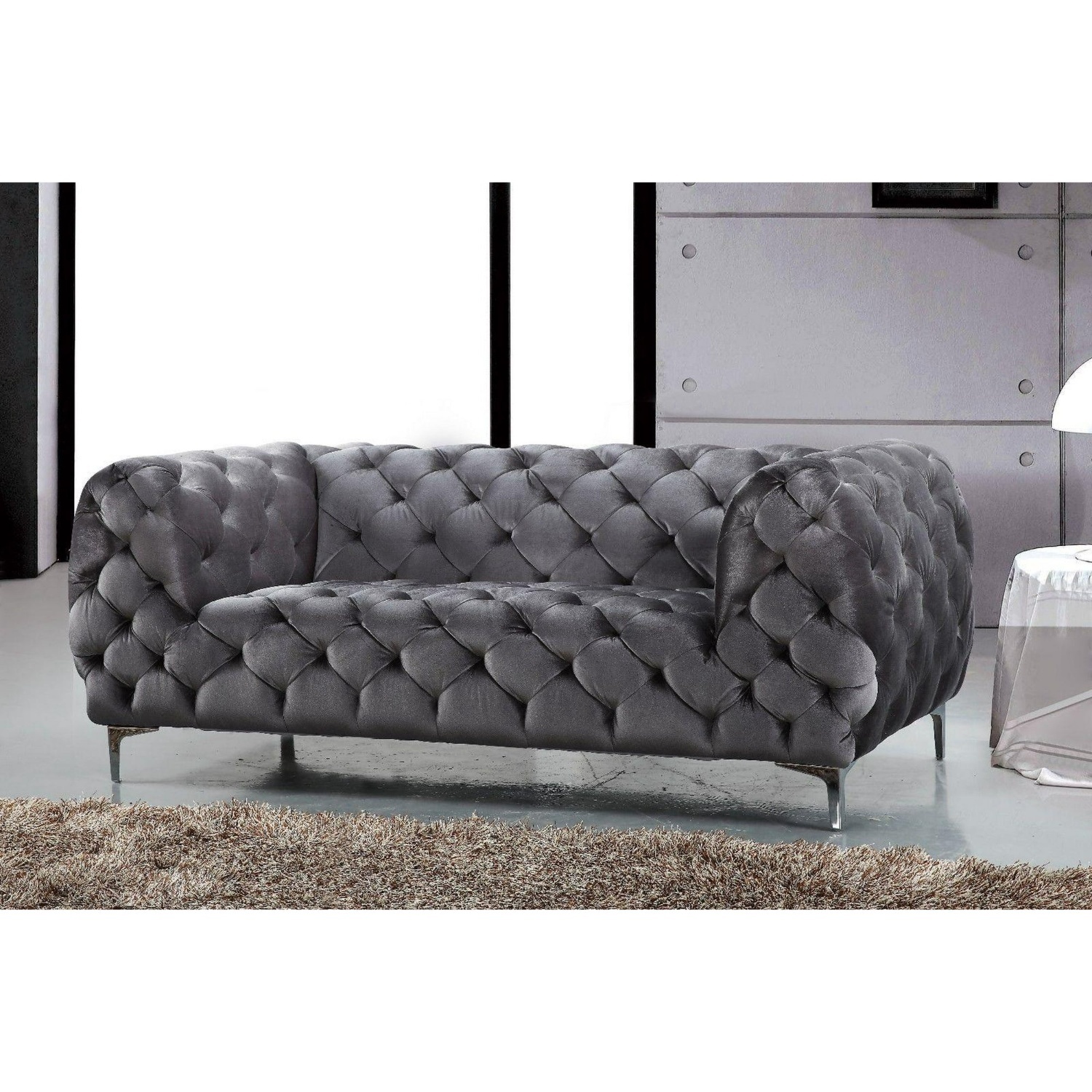 Velvet Gray Sofa - image-4