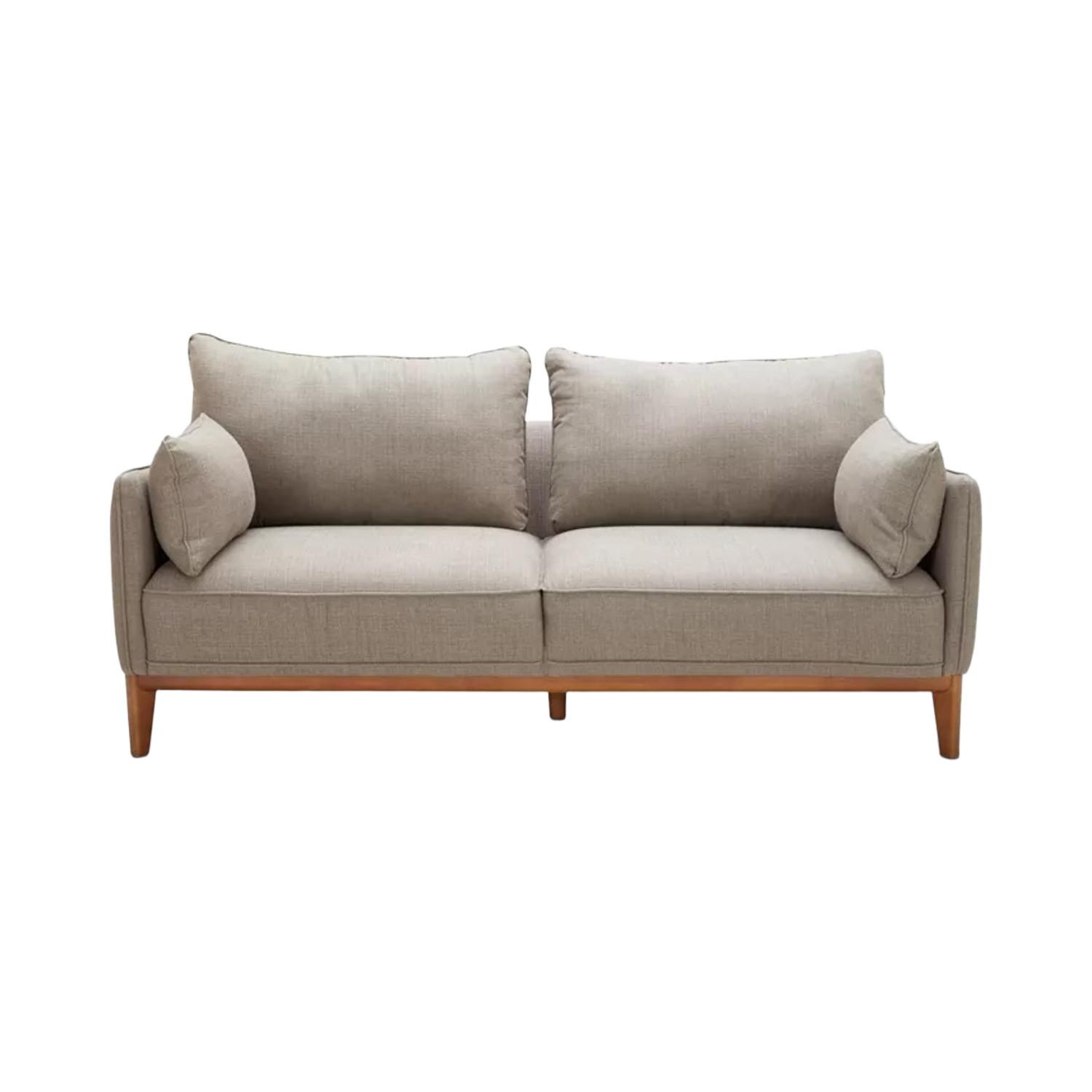 Jollene Modern Brown Fabric Sofa W Wood Base - image-0