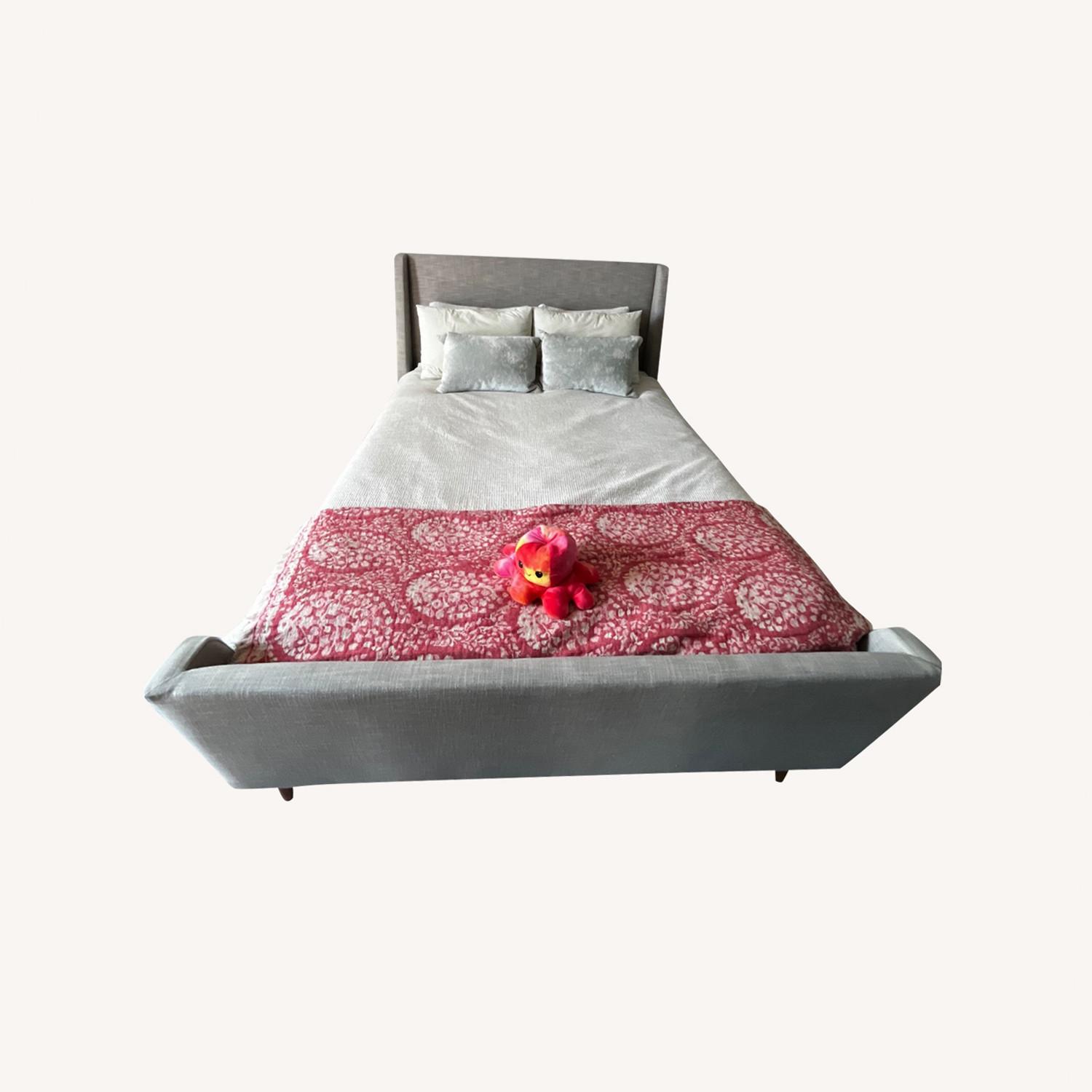 West Elm Upholstered Sleigh Bed In Platinum Linen Weave - image-0