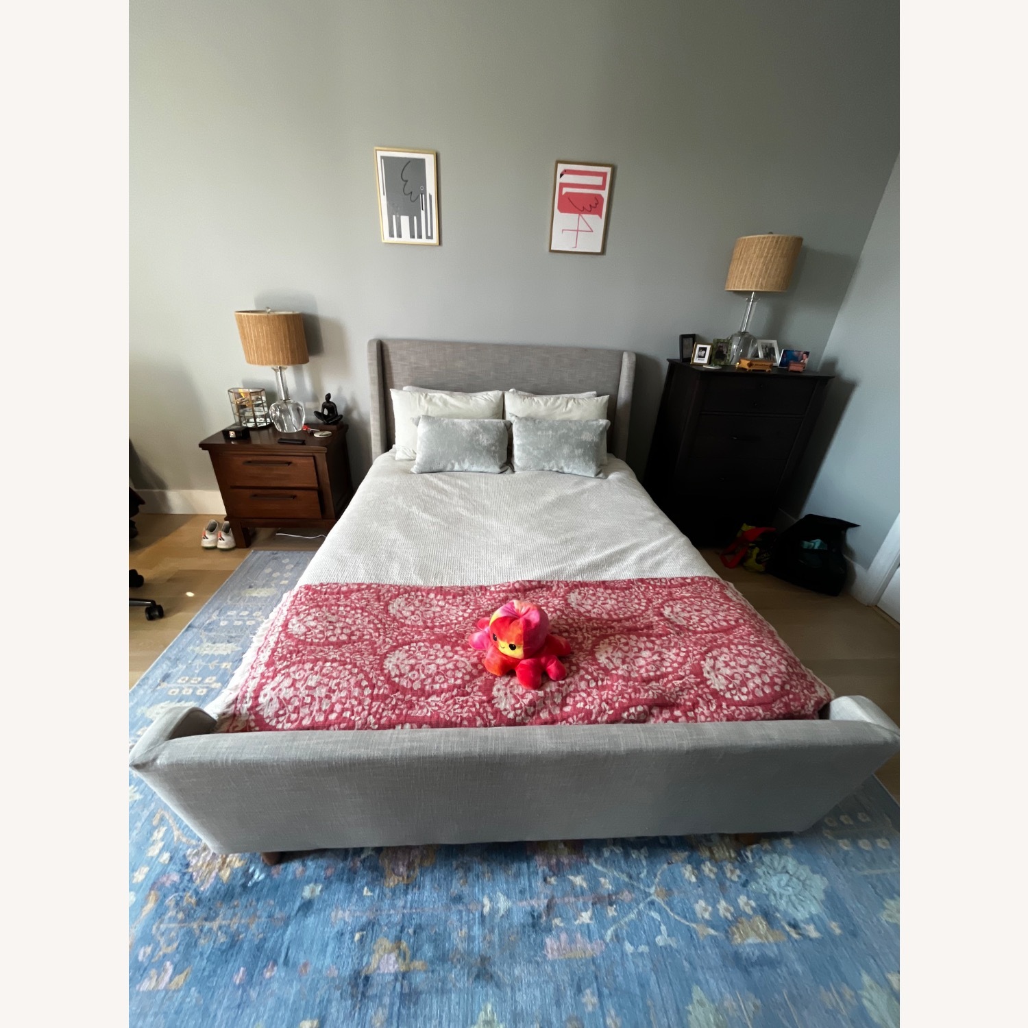 West Elm Upholstered Sleigh Bed In Platinum Linen Weave - image-2