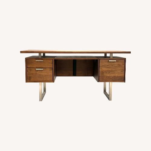Crate & Barrel ガラス デスク Crate & Barrel Pilsen Graphite Desk - AptDeco