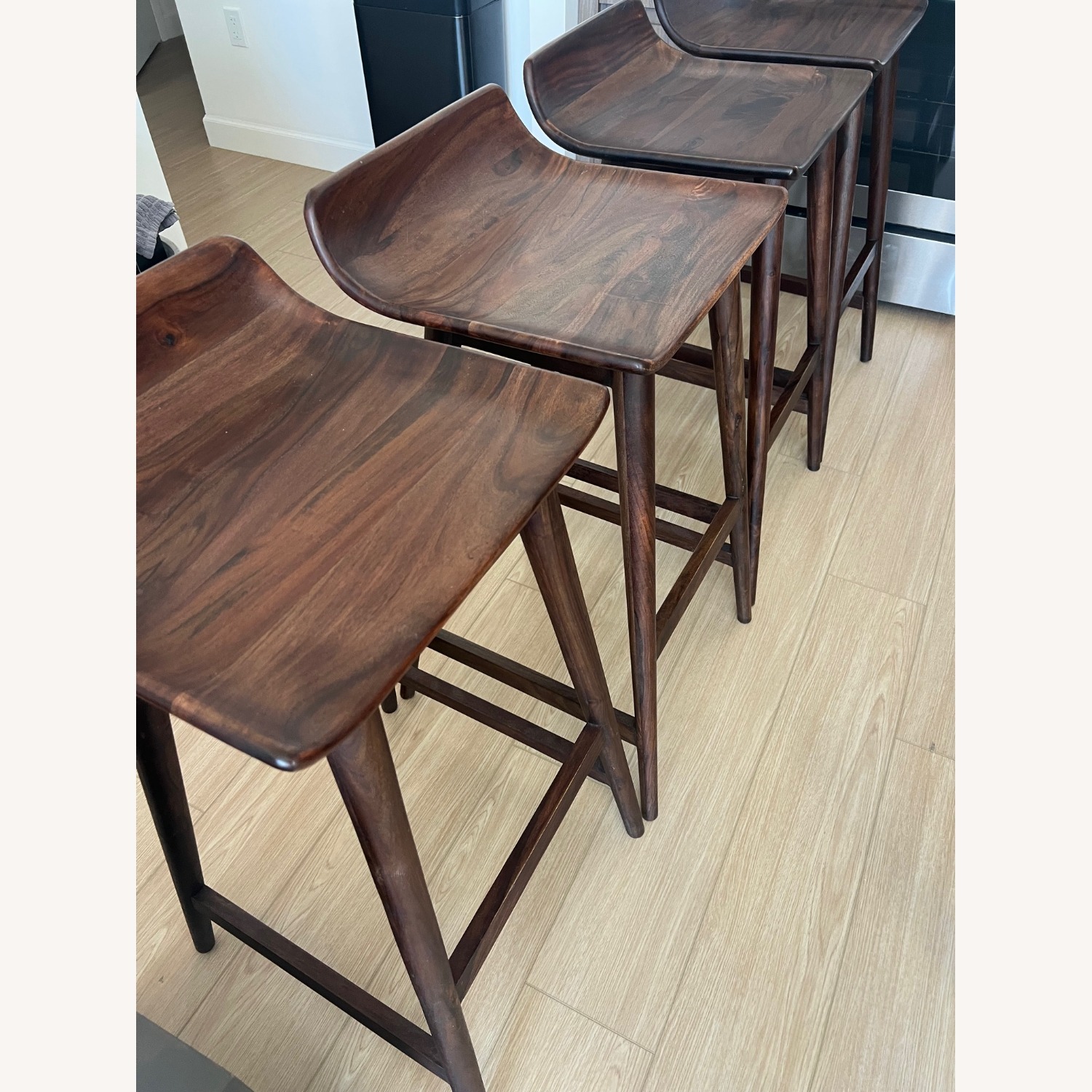 CB2 Stilt Dark Brown Wood Dining Set - image-8