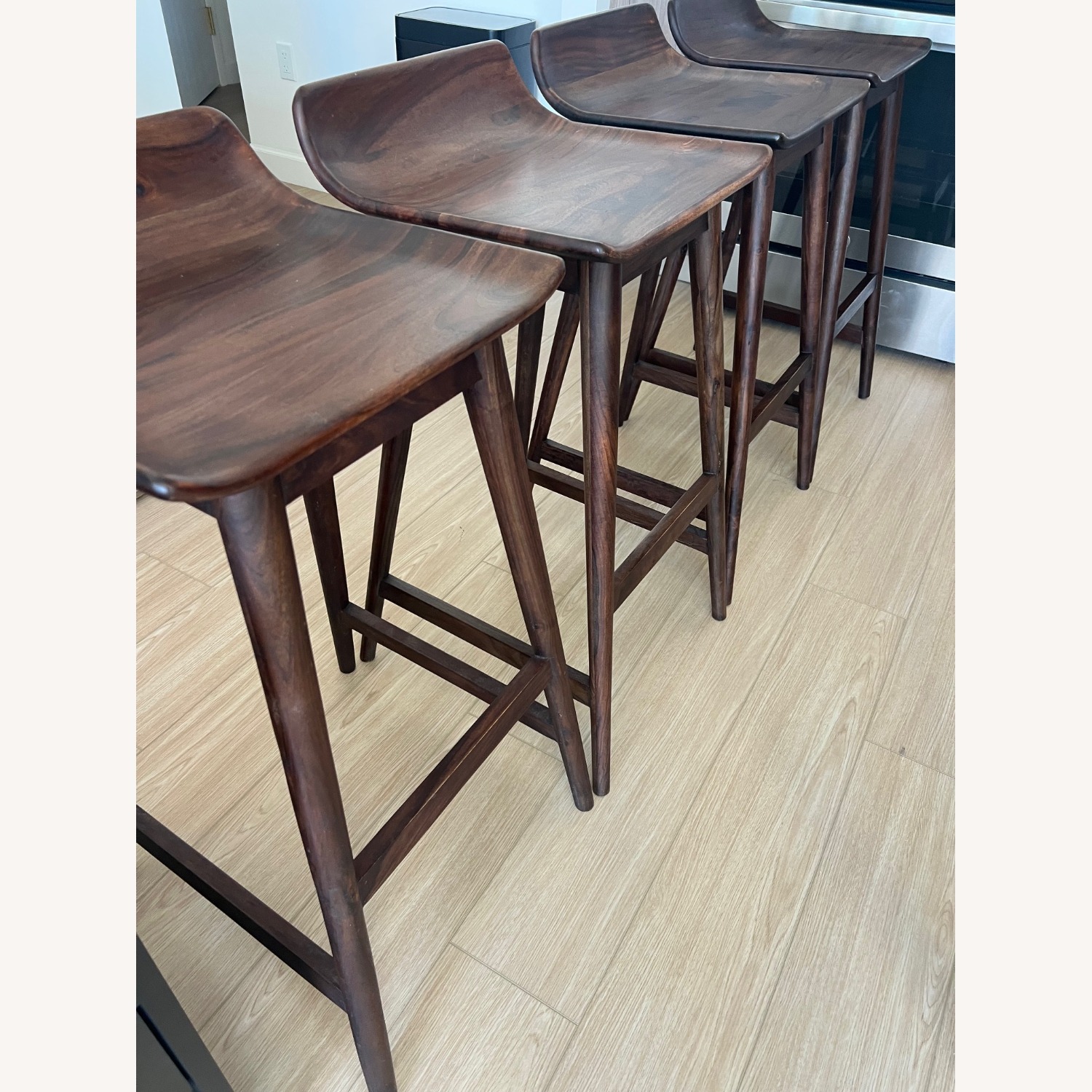 CB2 Stilt Dark Brown Wood Dining Set - image-9