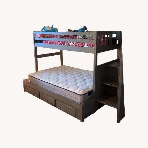 Used Coaster Fine Furniture Badcock Dark Gray Wood Bunk Bed for sale on AptDeco